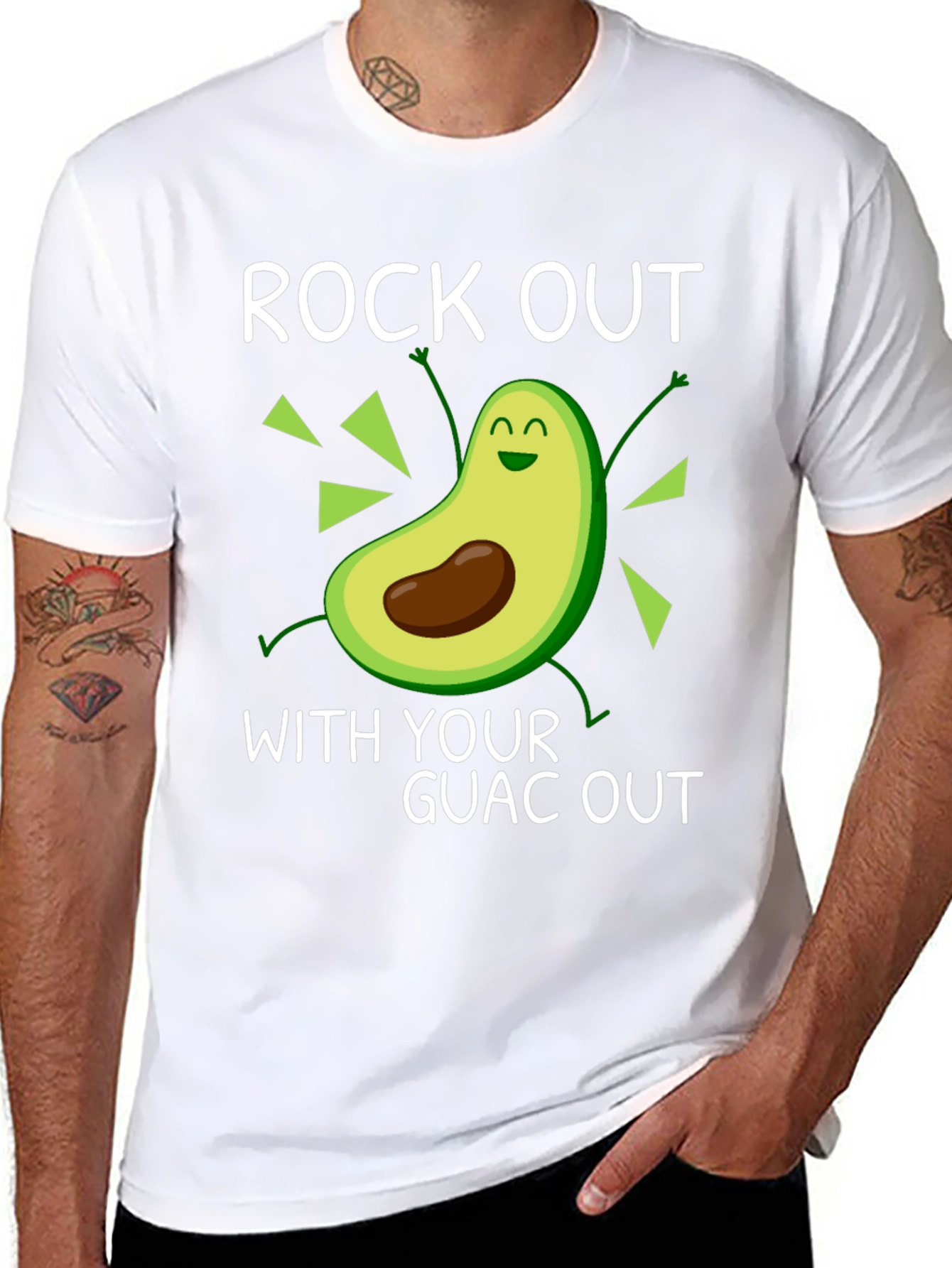 Black Rock Out With Your Guac Out Avocado Graphic Tee view 8