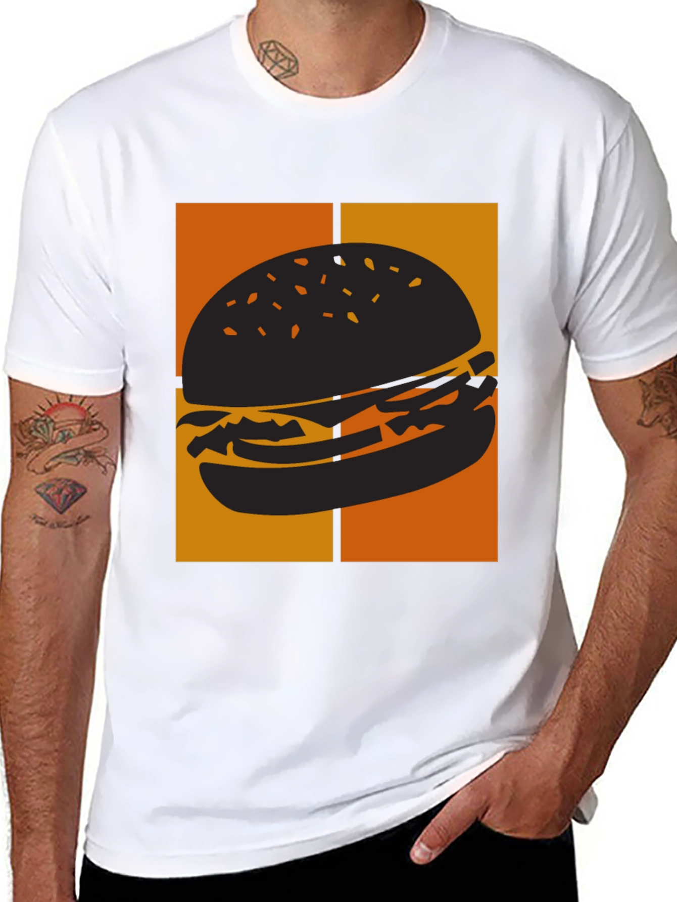 Burger Graphic Tee - Black Comfort Fit T-Shirt - 8