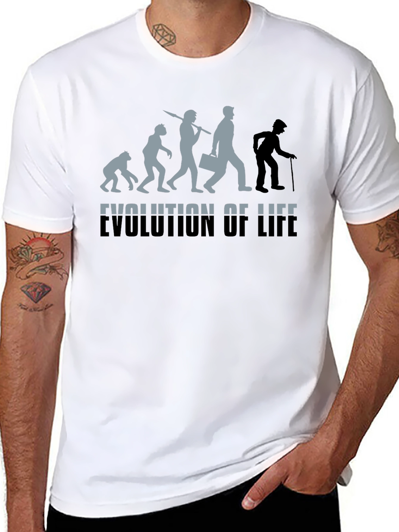 Black Evolution of Life Graphic T-Shirt view 8