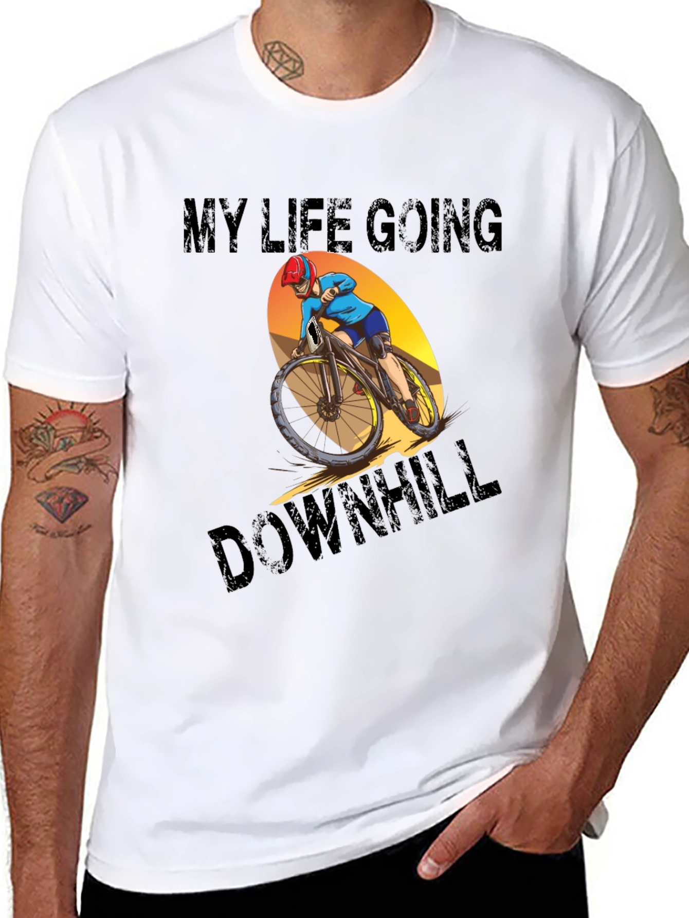 Black My Life Going Downhill T-Shirt: Mountain Bike Graphic Tee view 8
