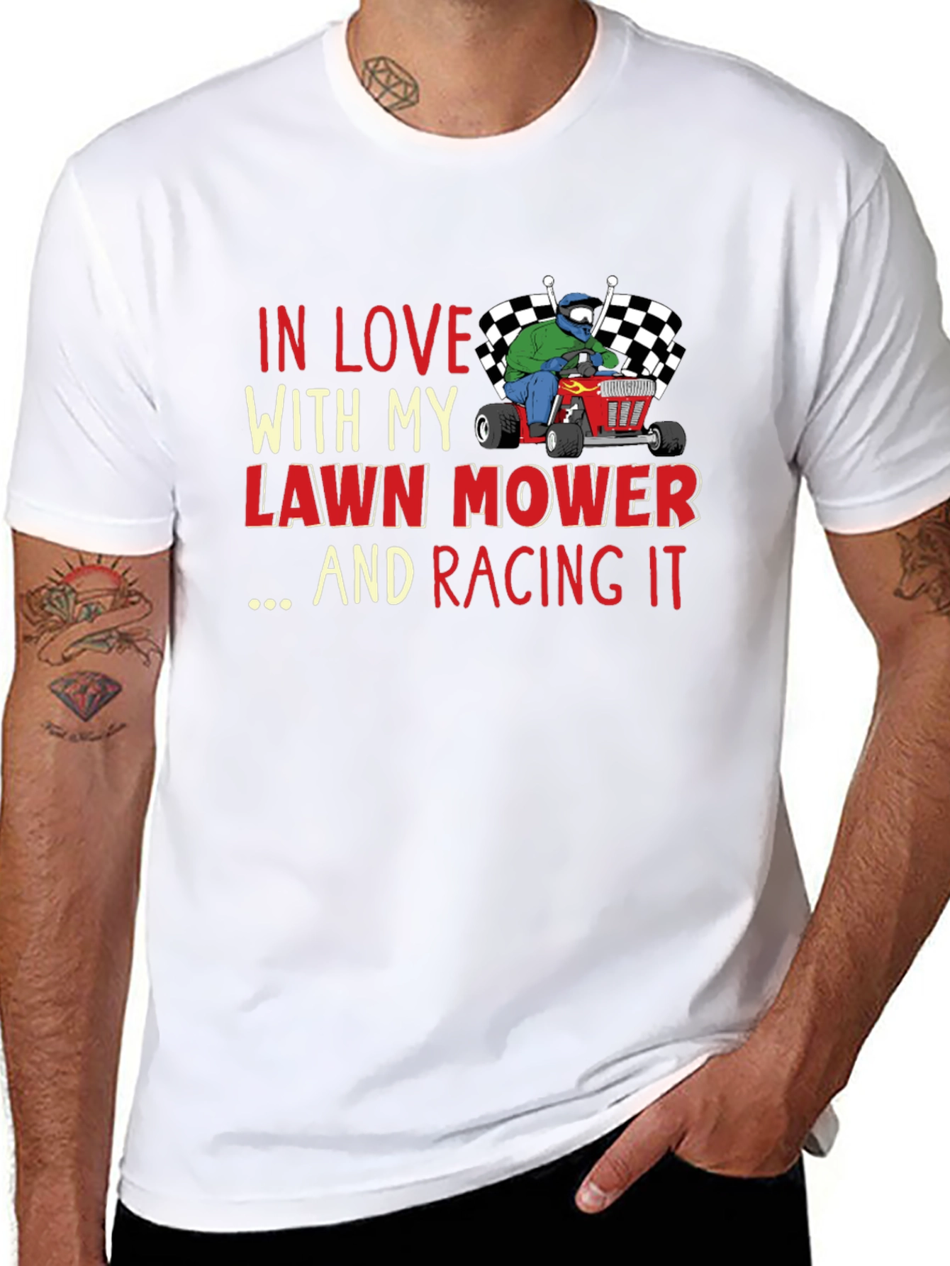 Black Lawn Mower Racing T-Shirt view 8