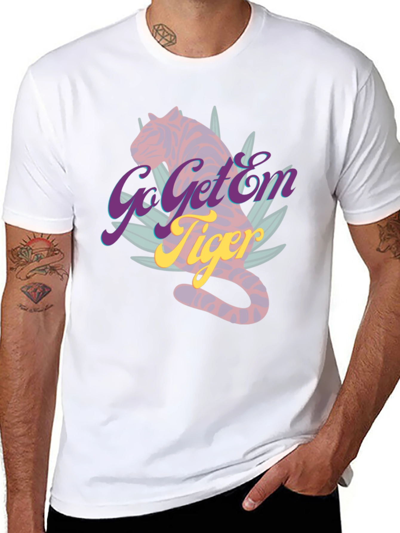 Black Go Get'Em Tiger Graphic Tee - Unique Design view 8