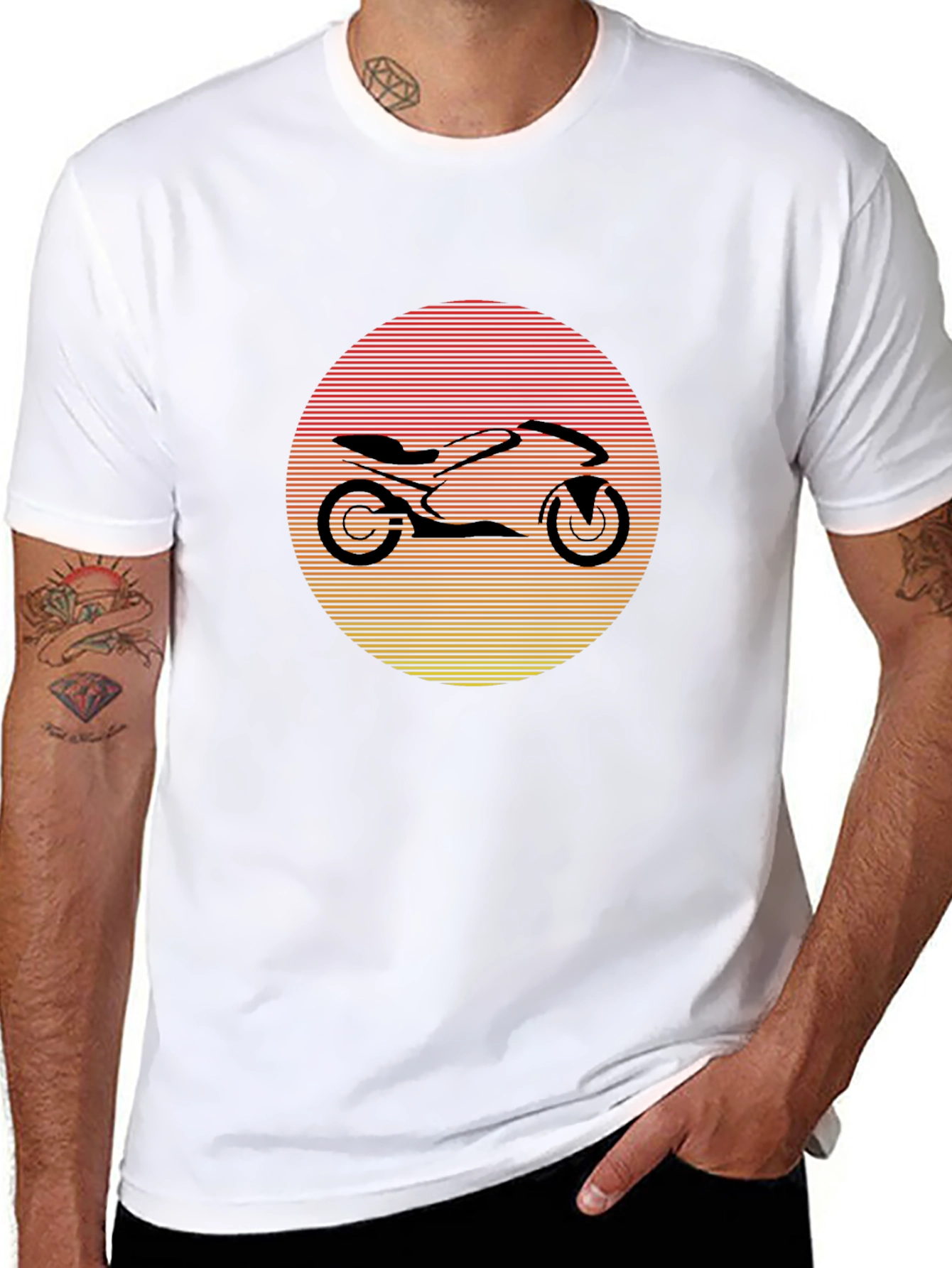 Black Motorcycle Sunset Graphic Tee - Black view 8