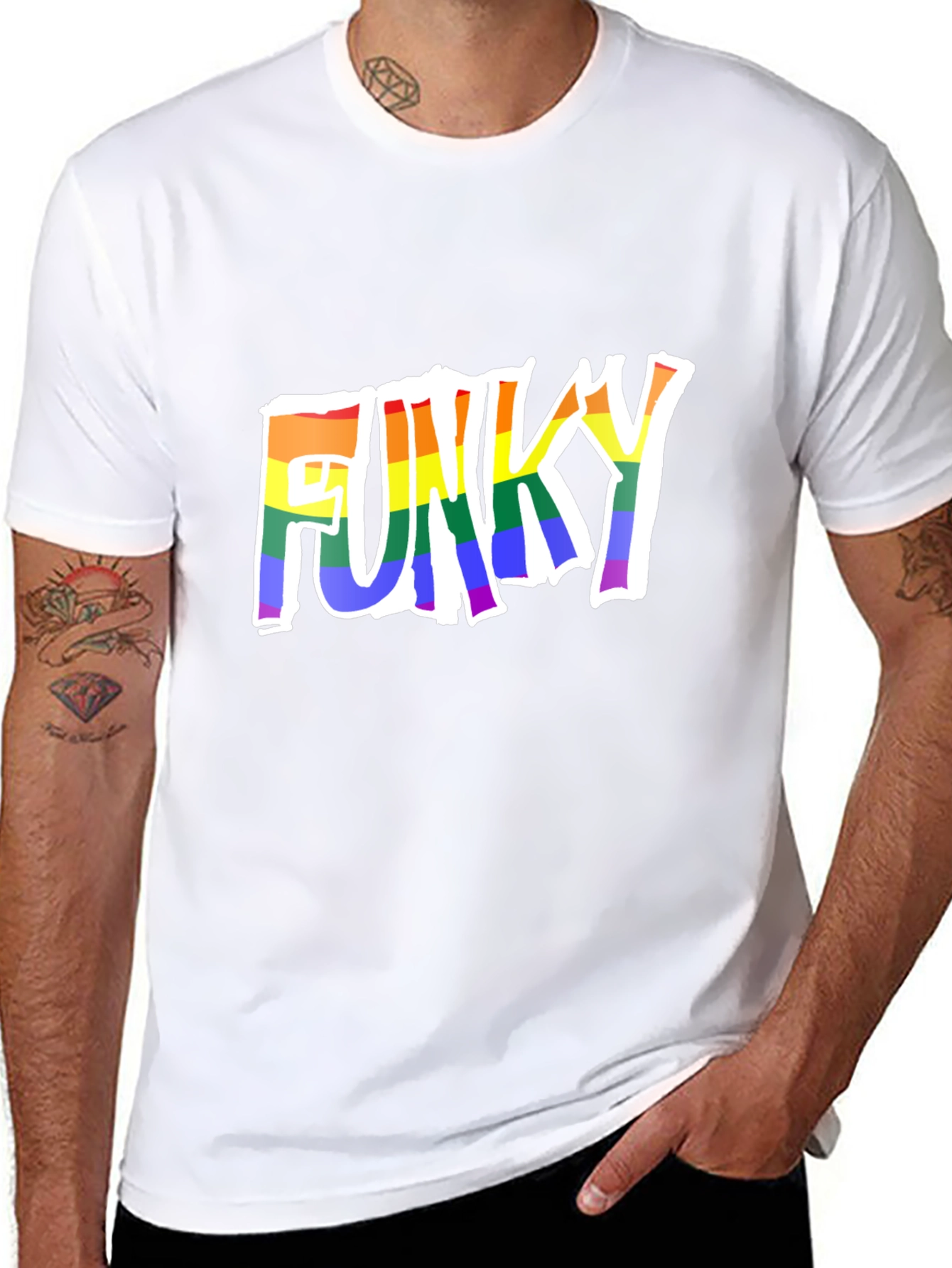 Black Funky Rainbow Pride T-Shirt view 8