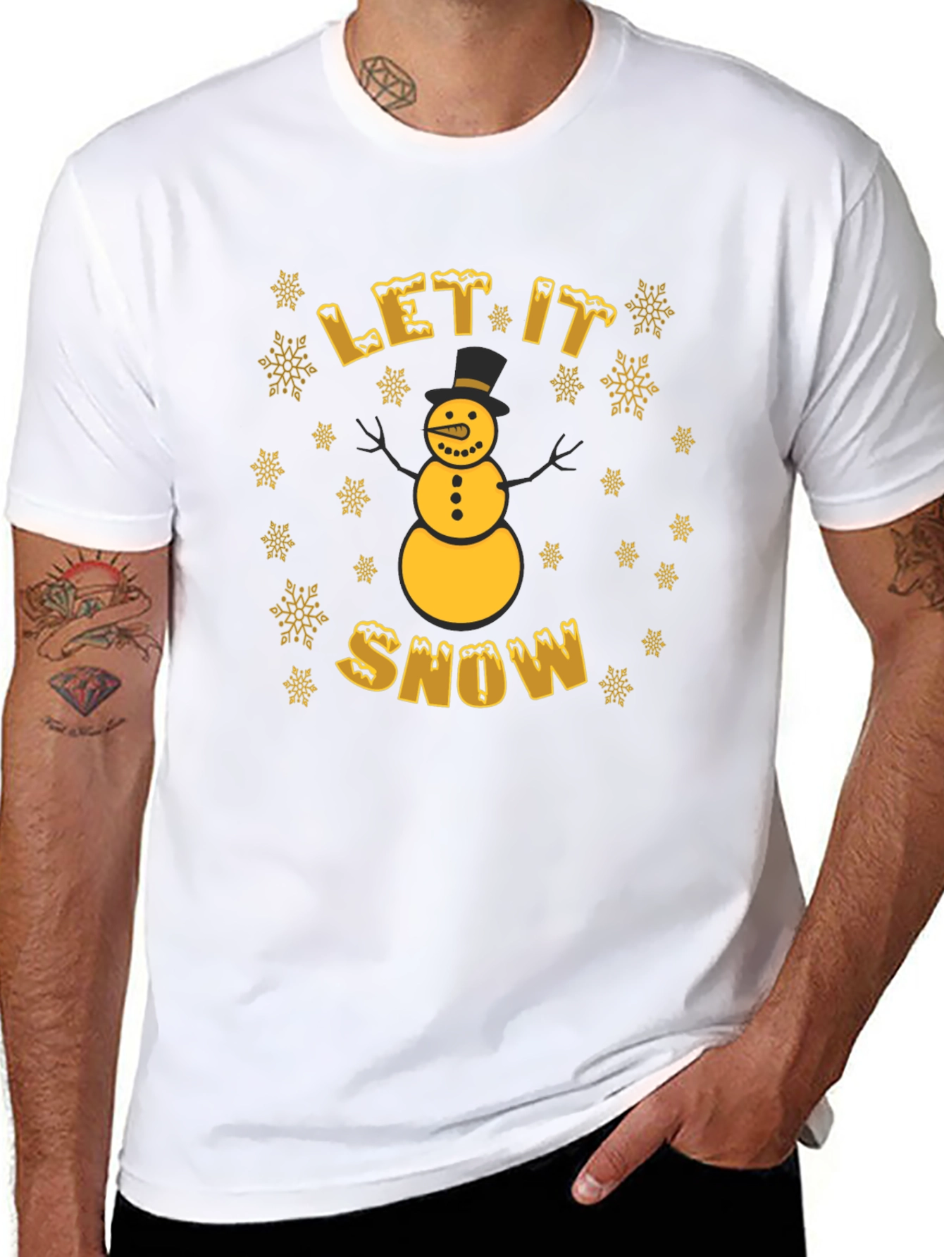 Let It Snow Snowman Graphic Tee - Festive Holiday Shirt - 8