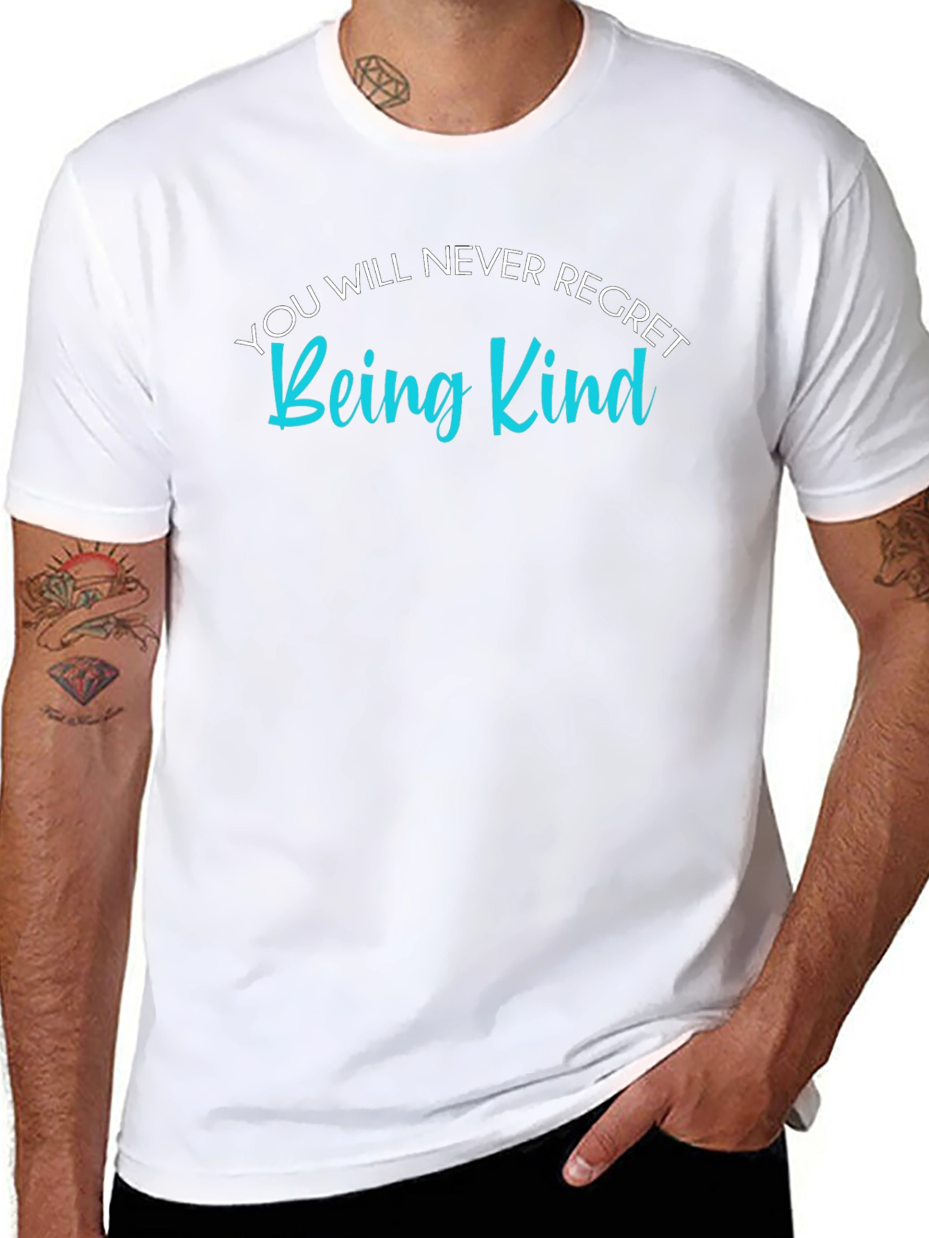 Black Kindness Graphic T-Shirt - Never Regret Being Kind view 8