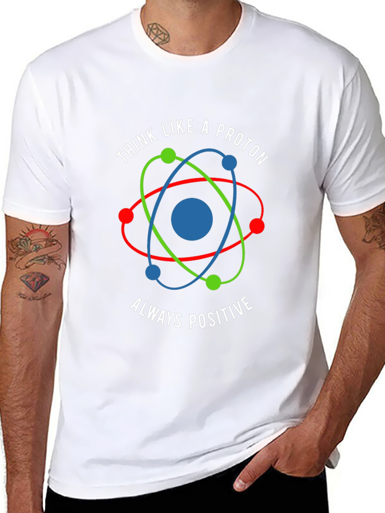 Black Think Like a Proton - Positive Graphic Tee view 8