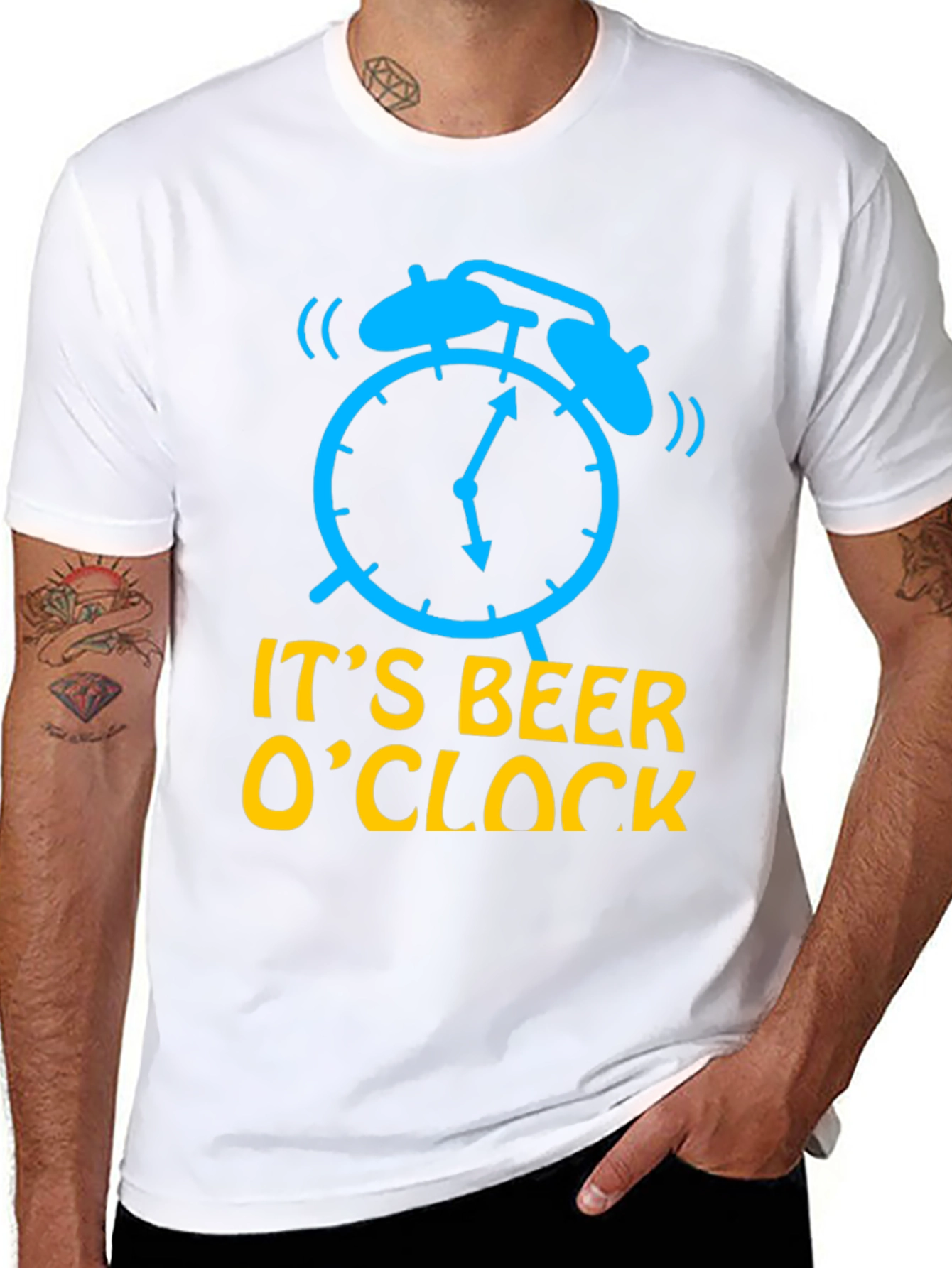 Black It's Beer O'Clock Men's Black T-Shirt view 8