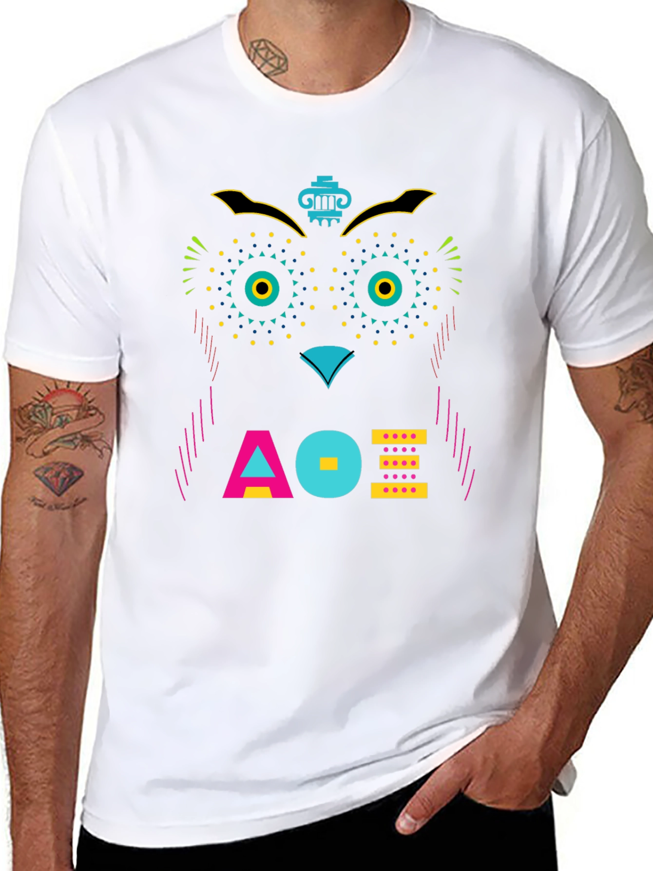 Black Geometric Owl Graphic Tee - Unique Modern Design view 8
