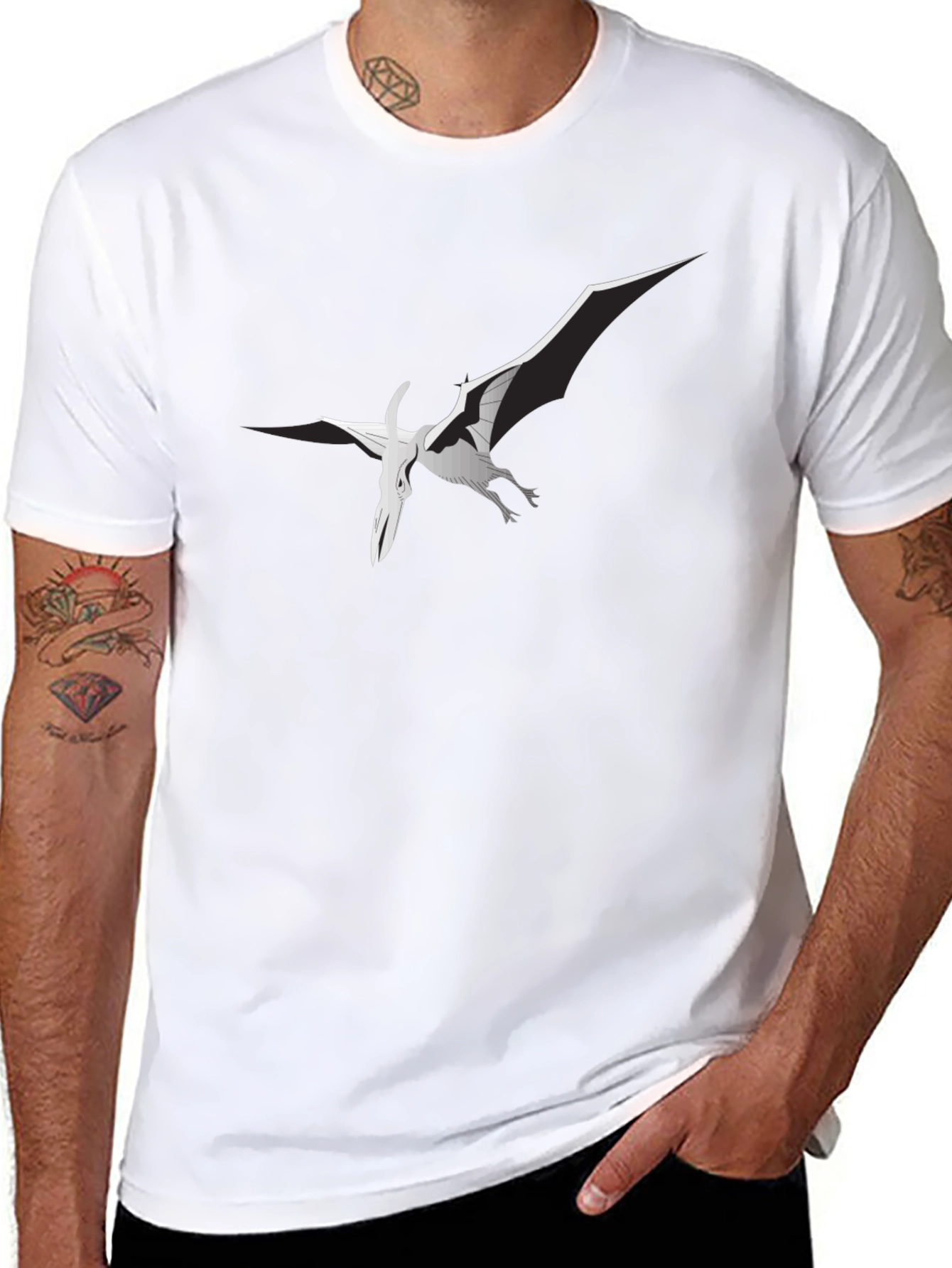 Black Pterodactyl Graphic Tee - Stylish Black T-Shirt view 8