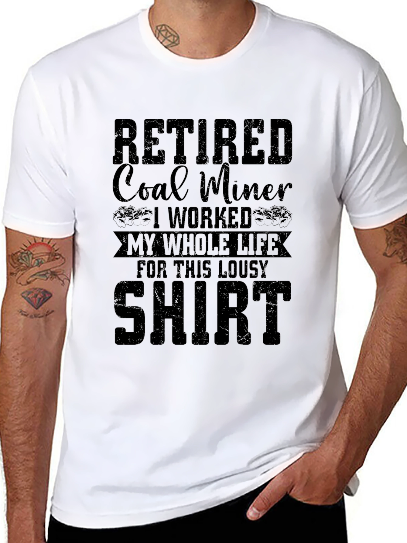 Black Retired Coal Miner T-Shirt view 8