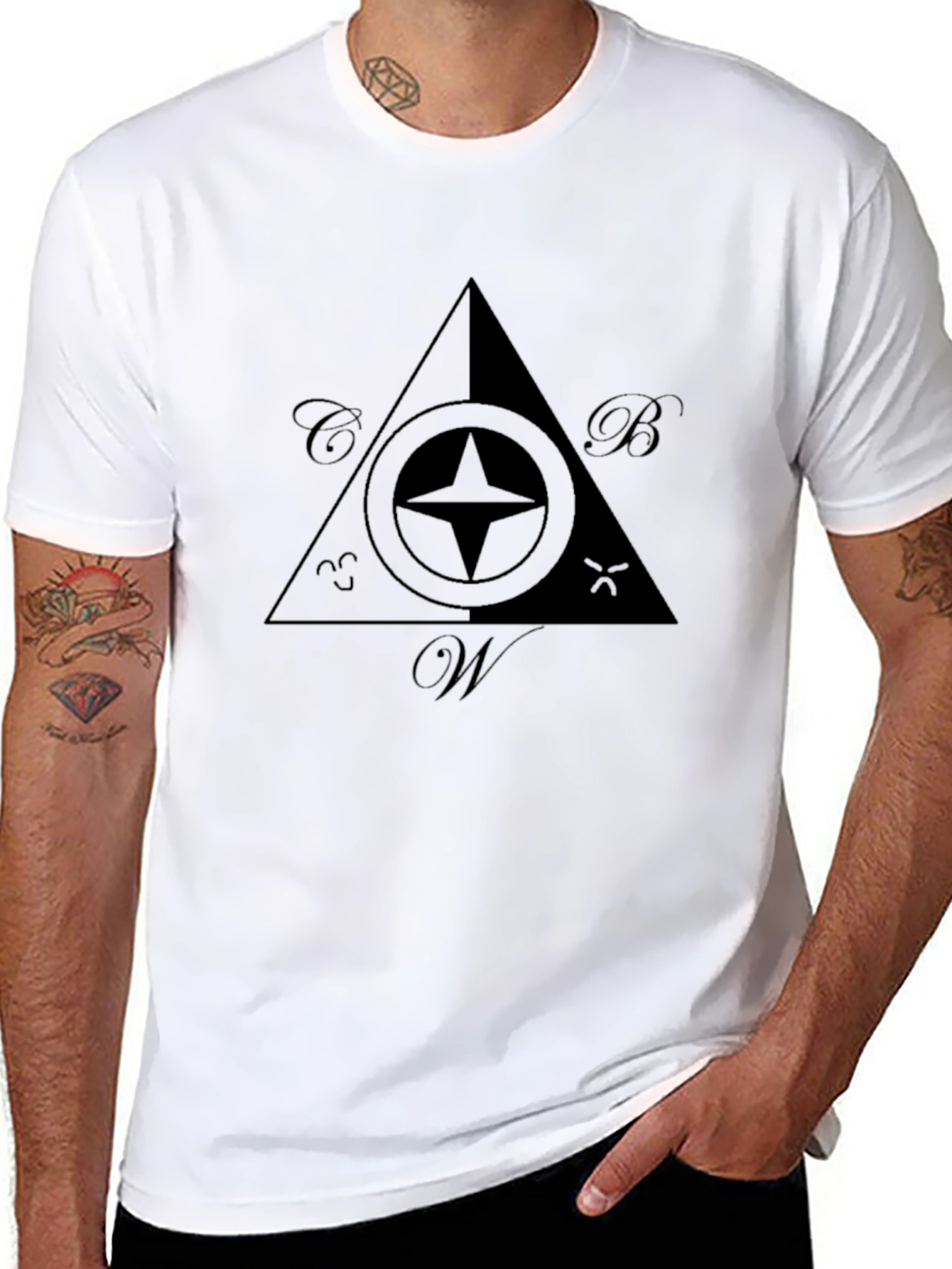 Black Black Masonic Compass T-Shirt view 8