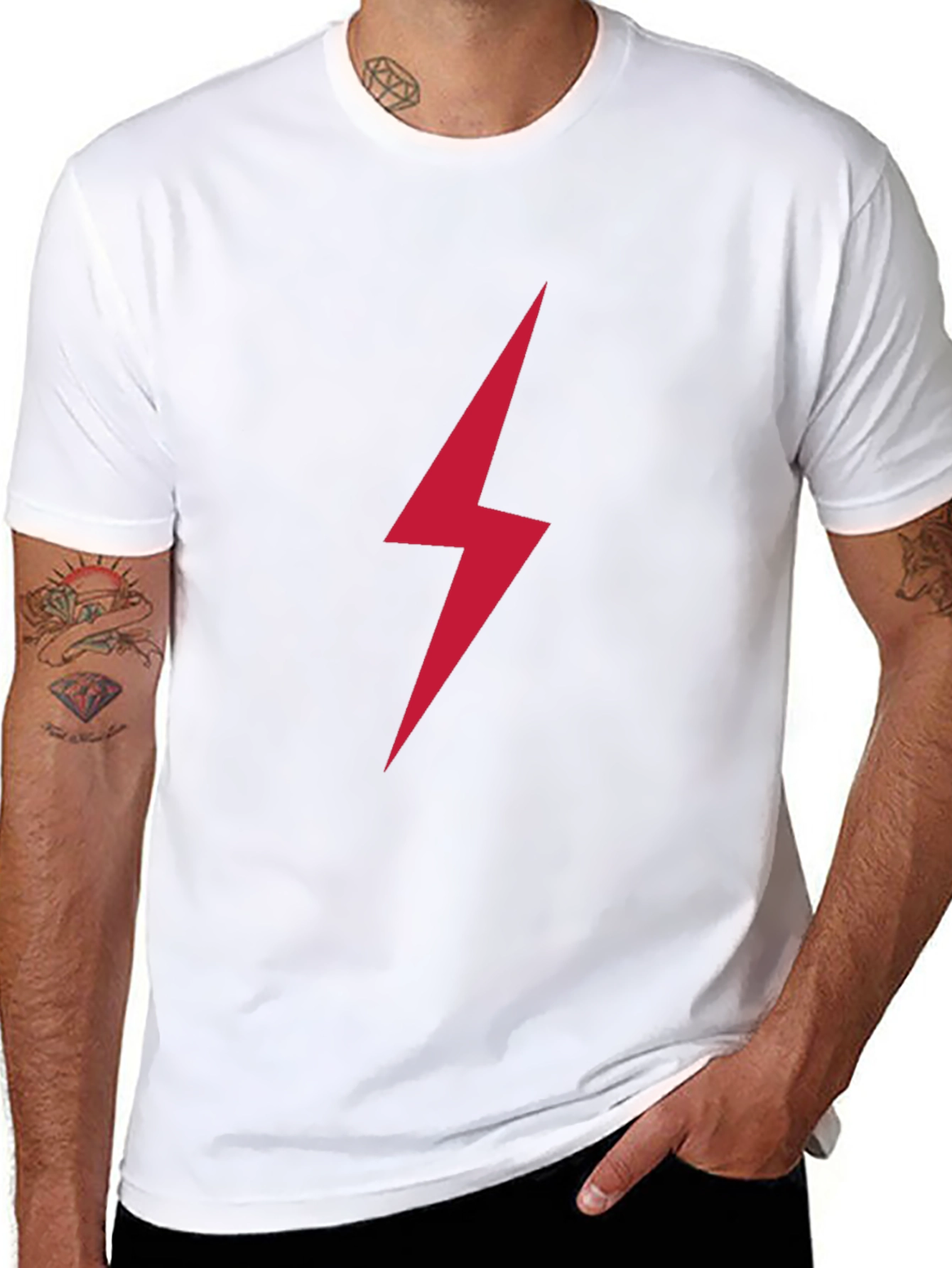 Black Red Lightning Bolt Graphic T-Shirt view 8
