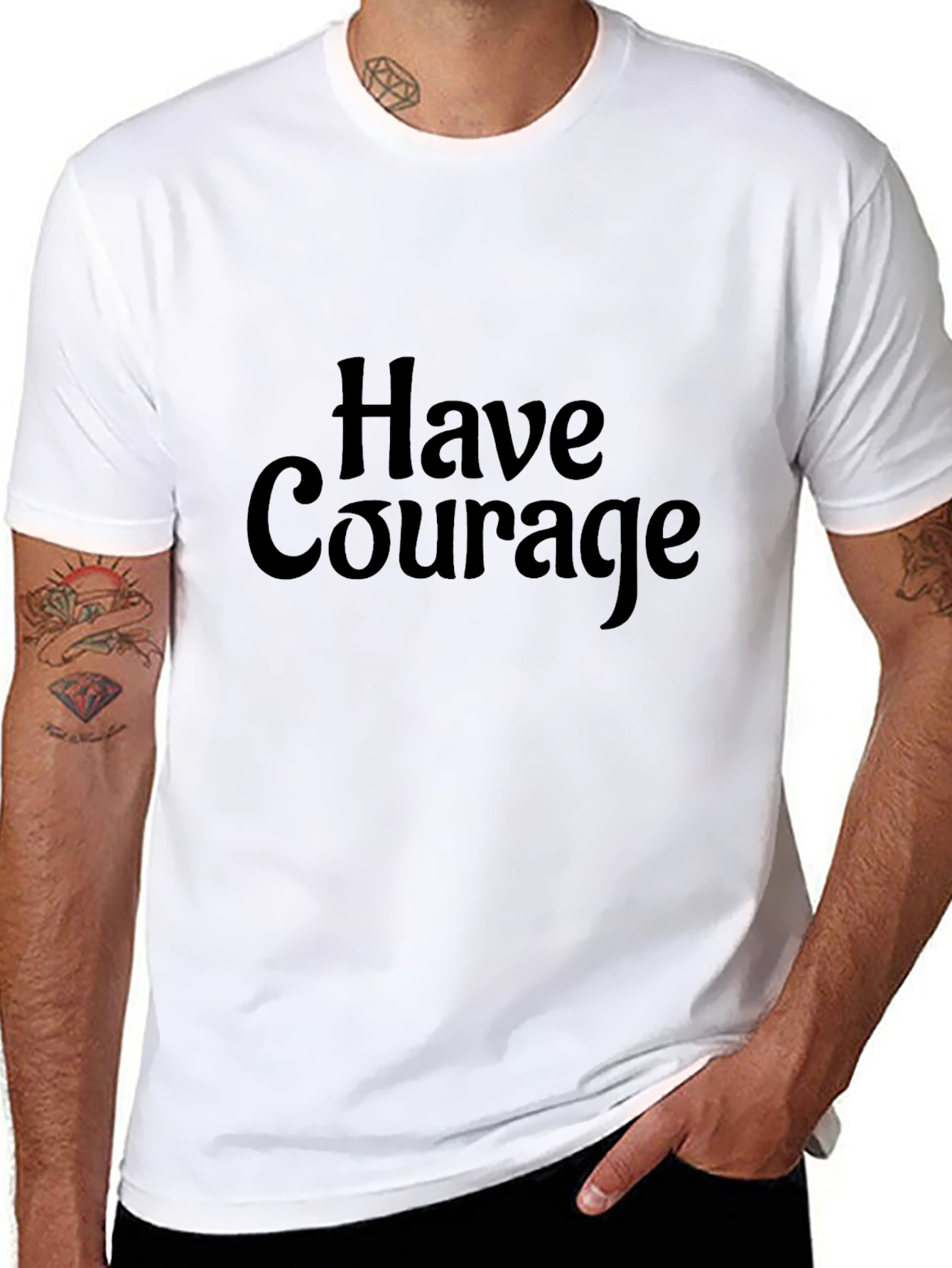 Black Have Courage Black T-Shirt view 8