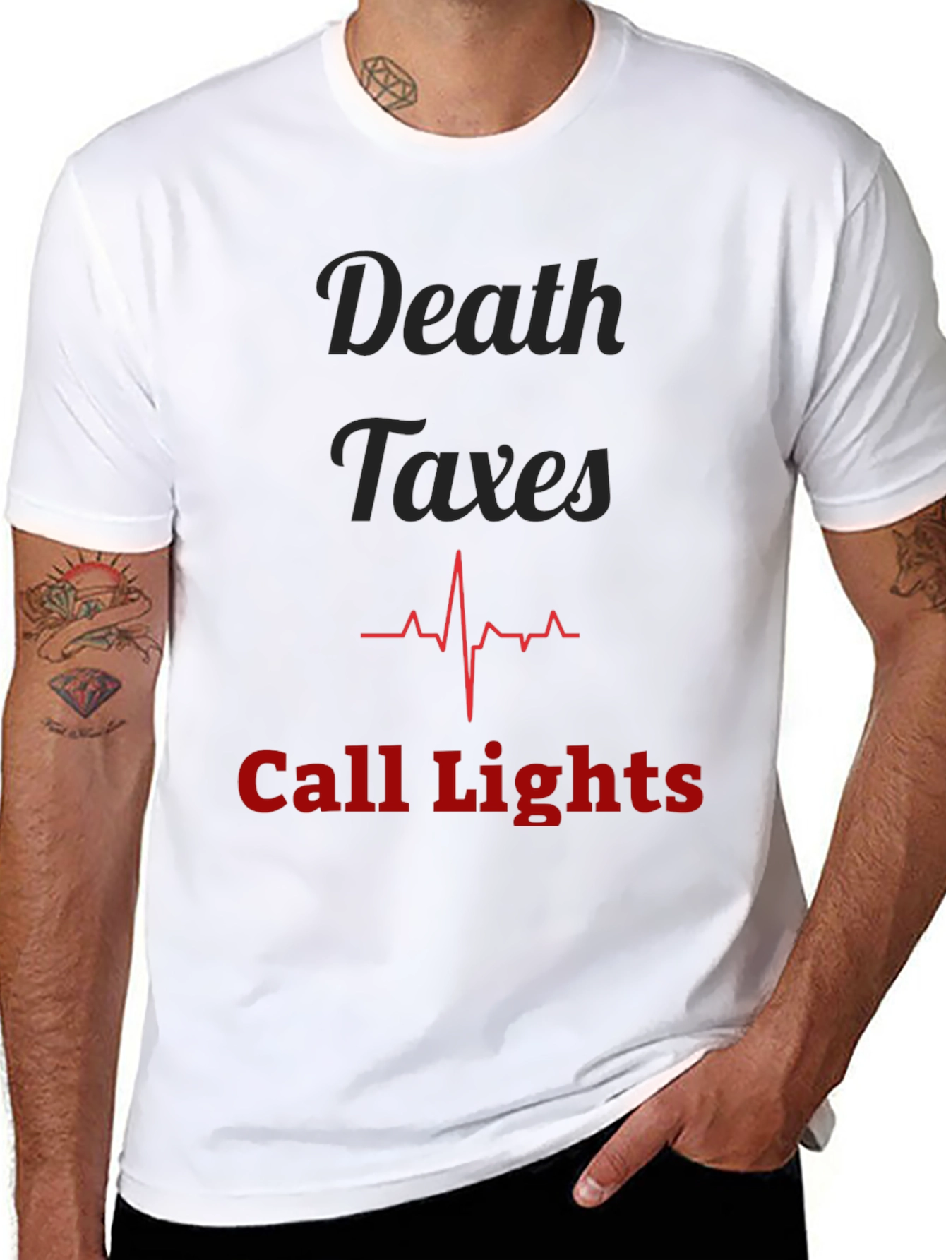 Black Death Taxes and Call Lights Graphic Tee view 8