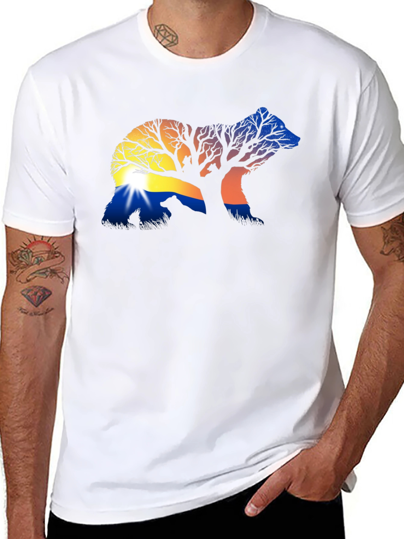 Nature Bear Silhouette Graphic Tee - 8