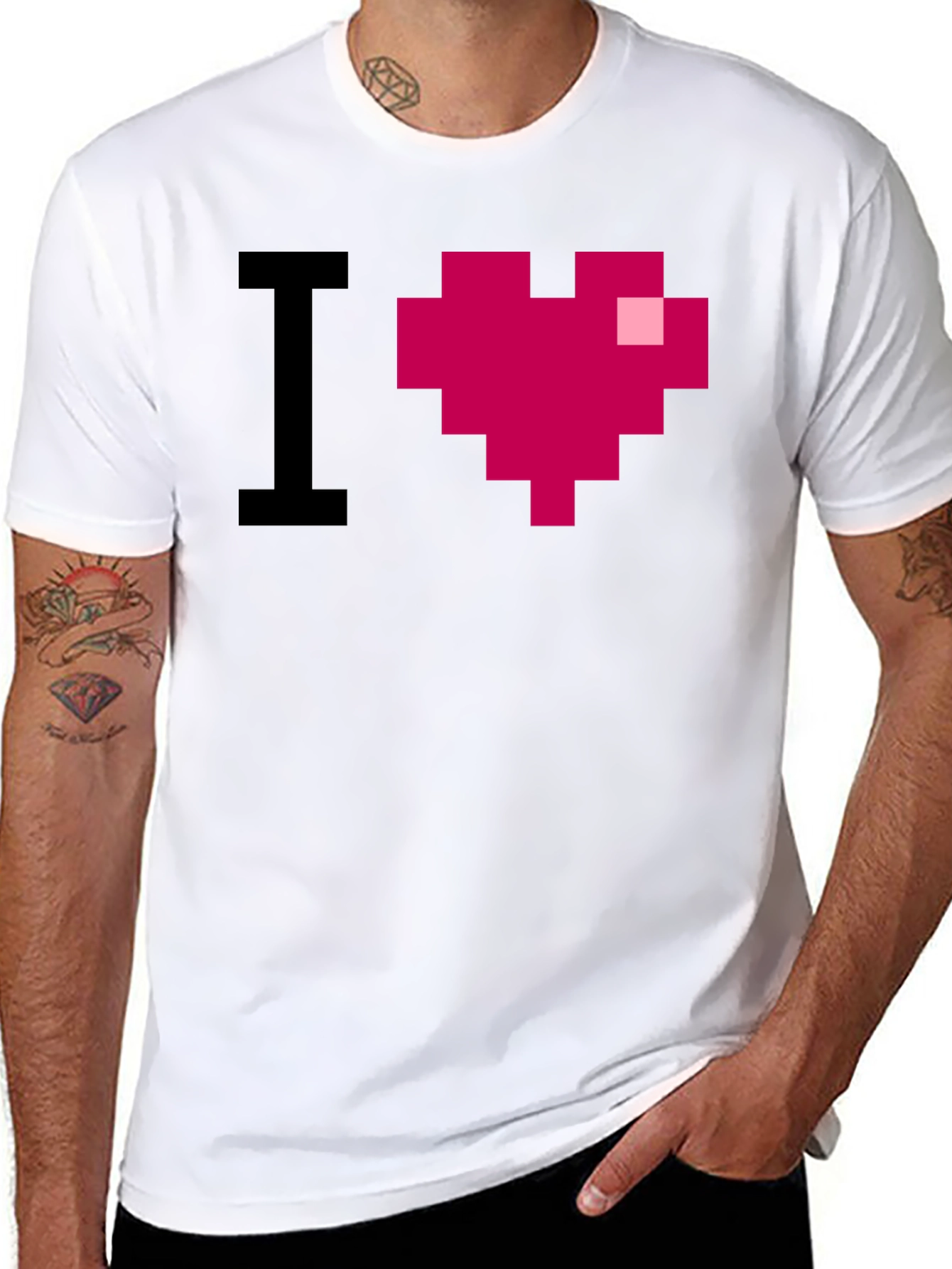 Black I Heart Pixel Art Graphic Tee view 8