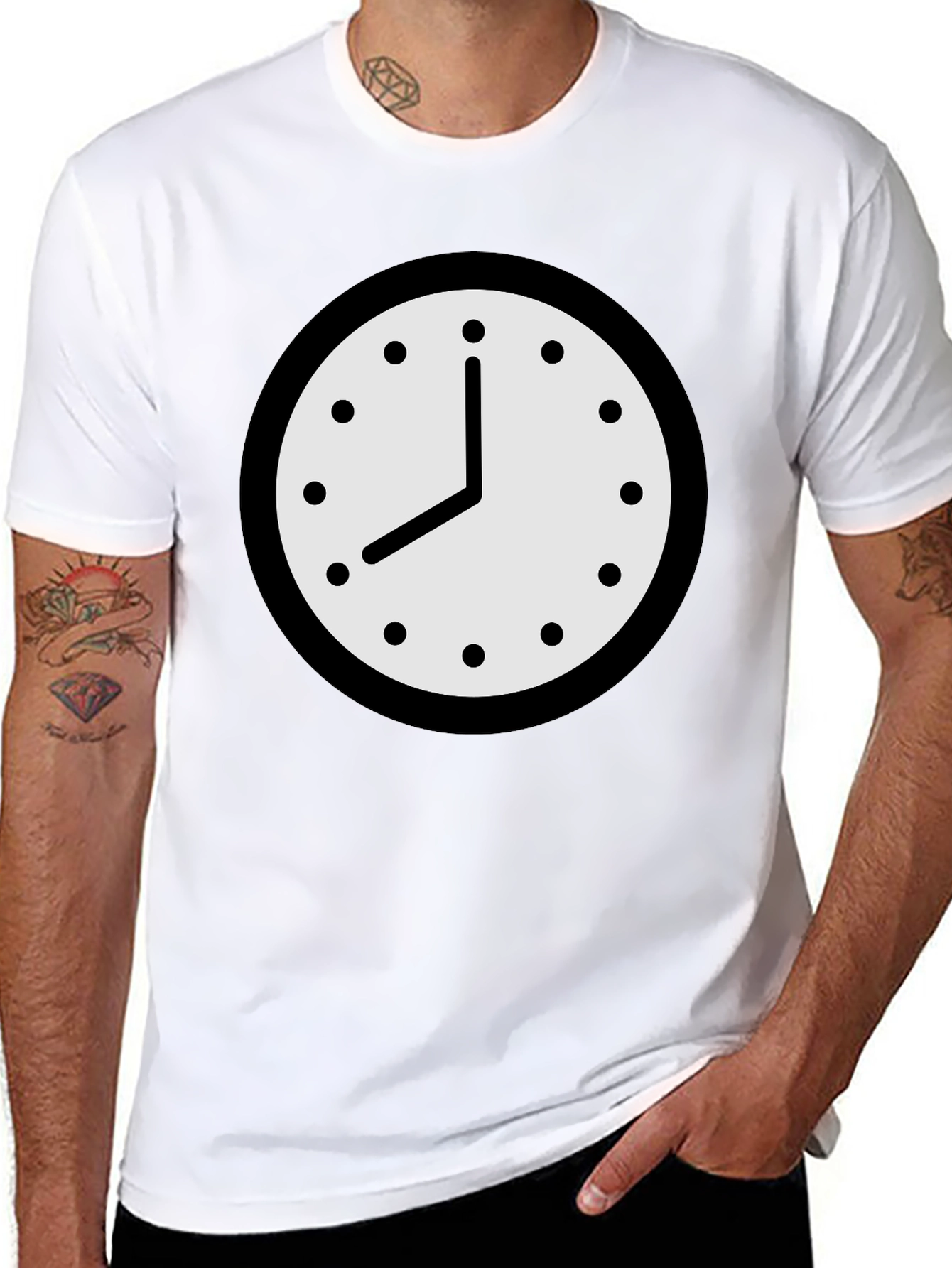Black Clock Graphic T-Shirt - Classic Timepiece Design view 8