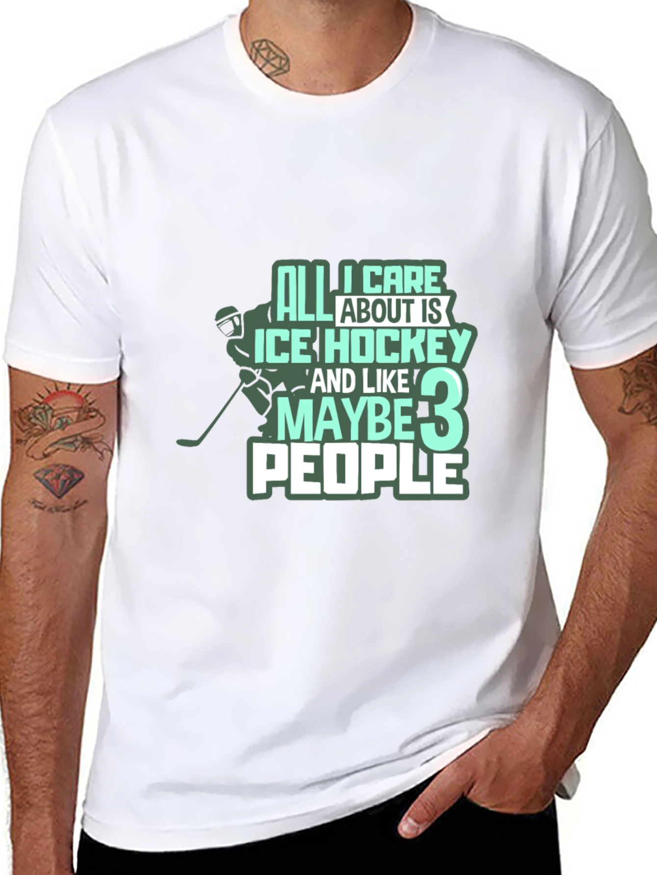 Black Ice Hockey T-Shirt: All I Care About Is Hockey & Maybe 3 People view 8