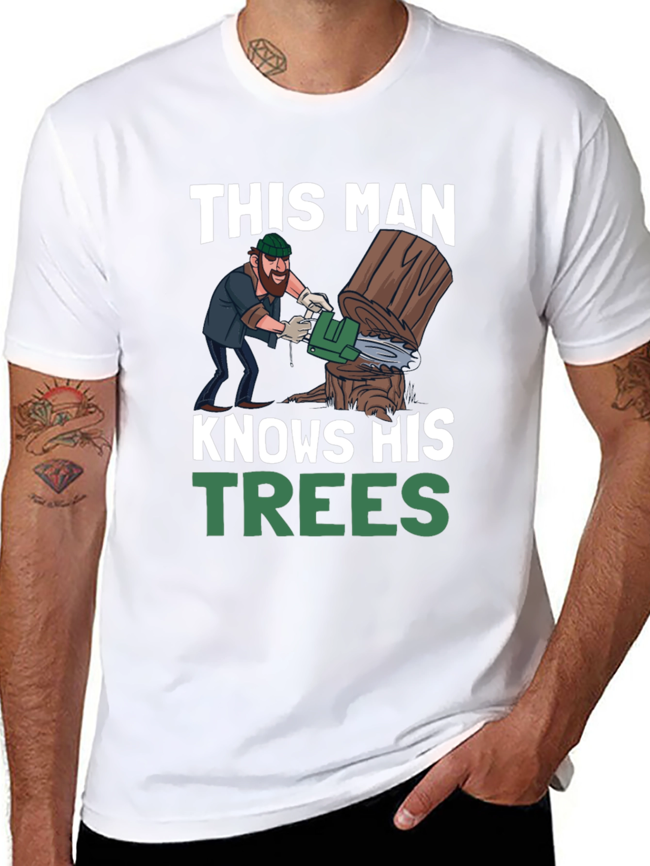 Black This Man Knows His Trees Graphic T-Shirt view 8