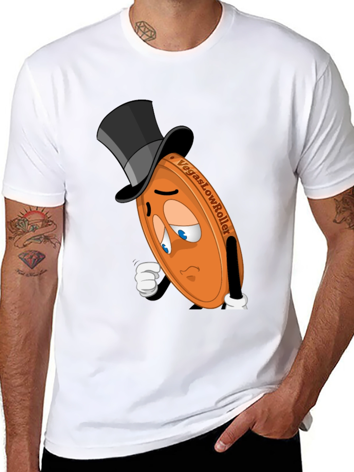 Black Vegas Low Roller Cartoon T-Shirt view 8