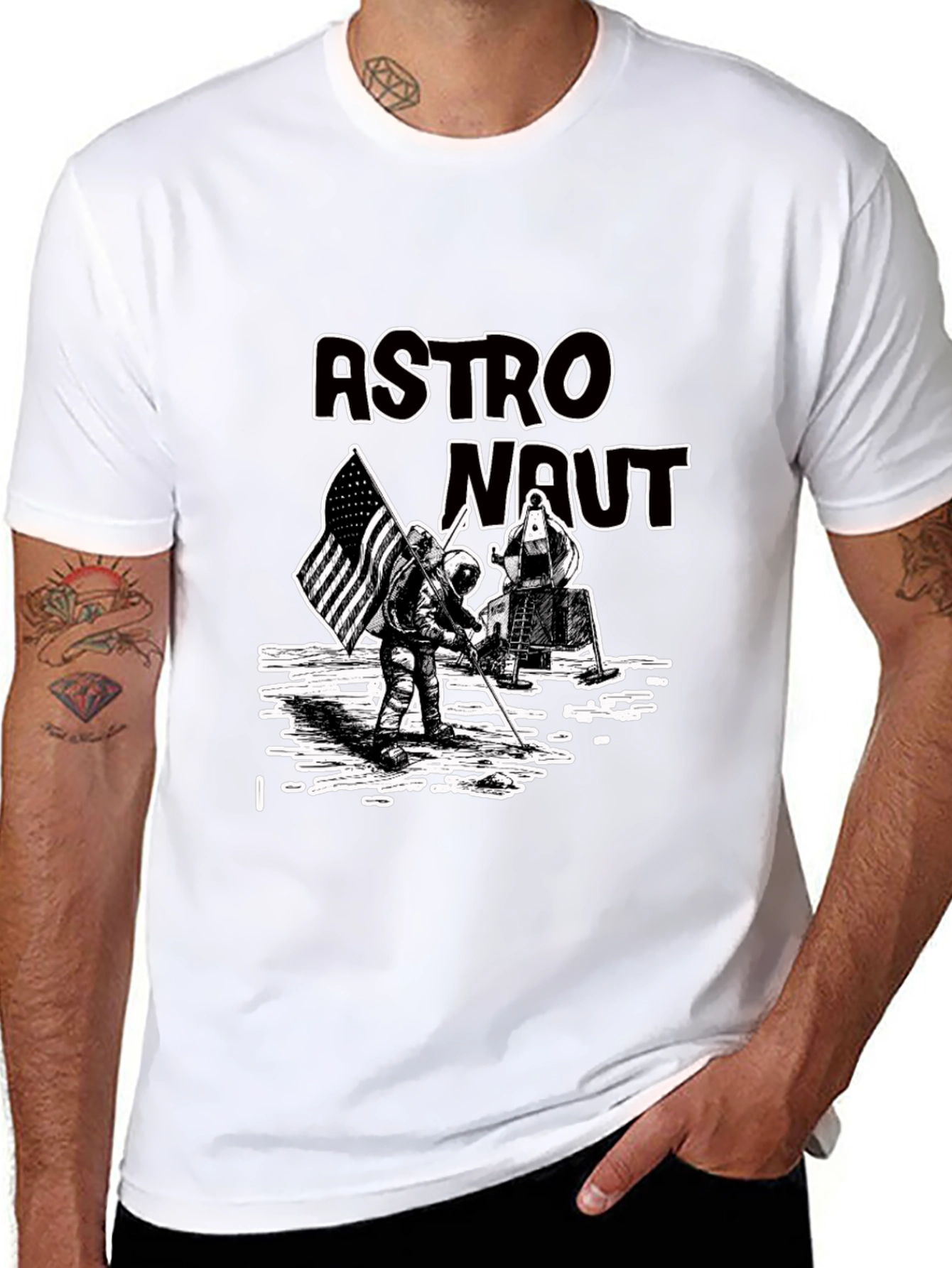 Black Astronaut Graphic Print Tee - Lunar Landing view 8