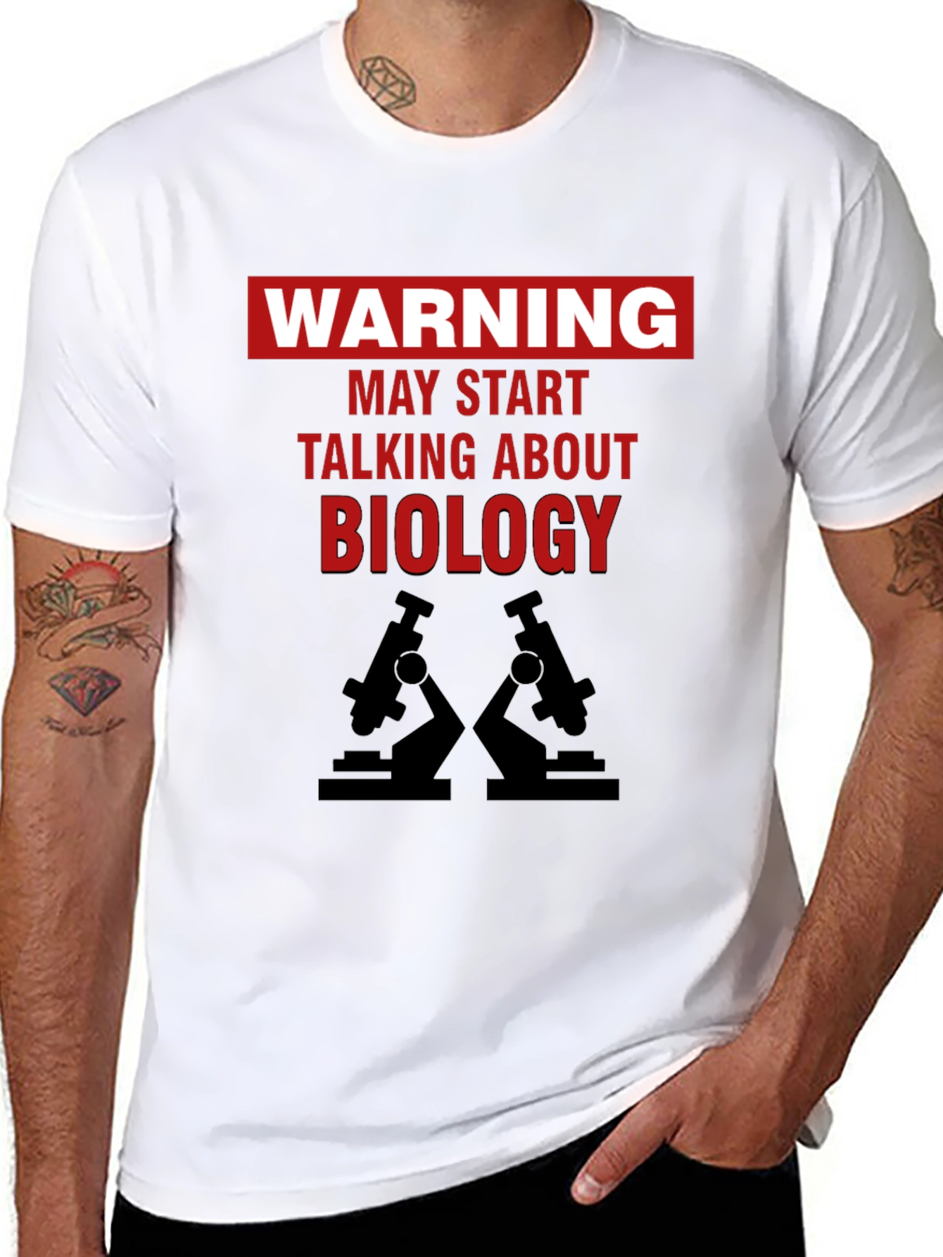 Black Warning Biology T-Shirt - Funny Science Tee view 8
