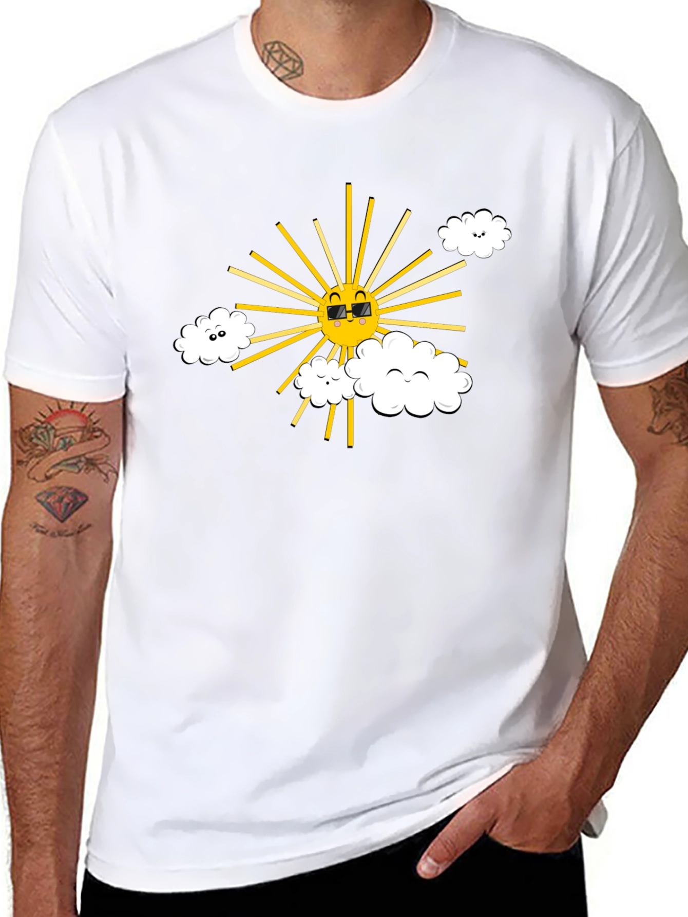 Black Cool Sun & Cloud Graphic Tee - Black view 8