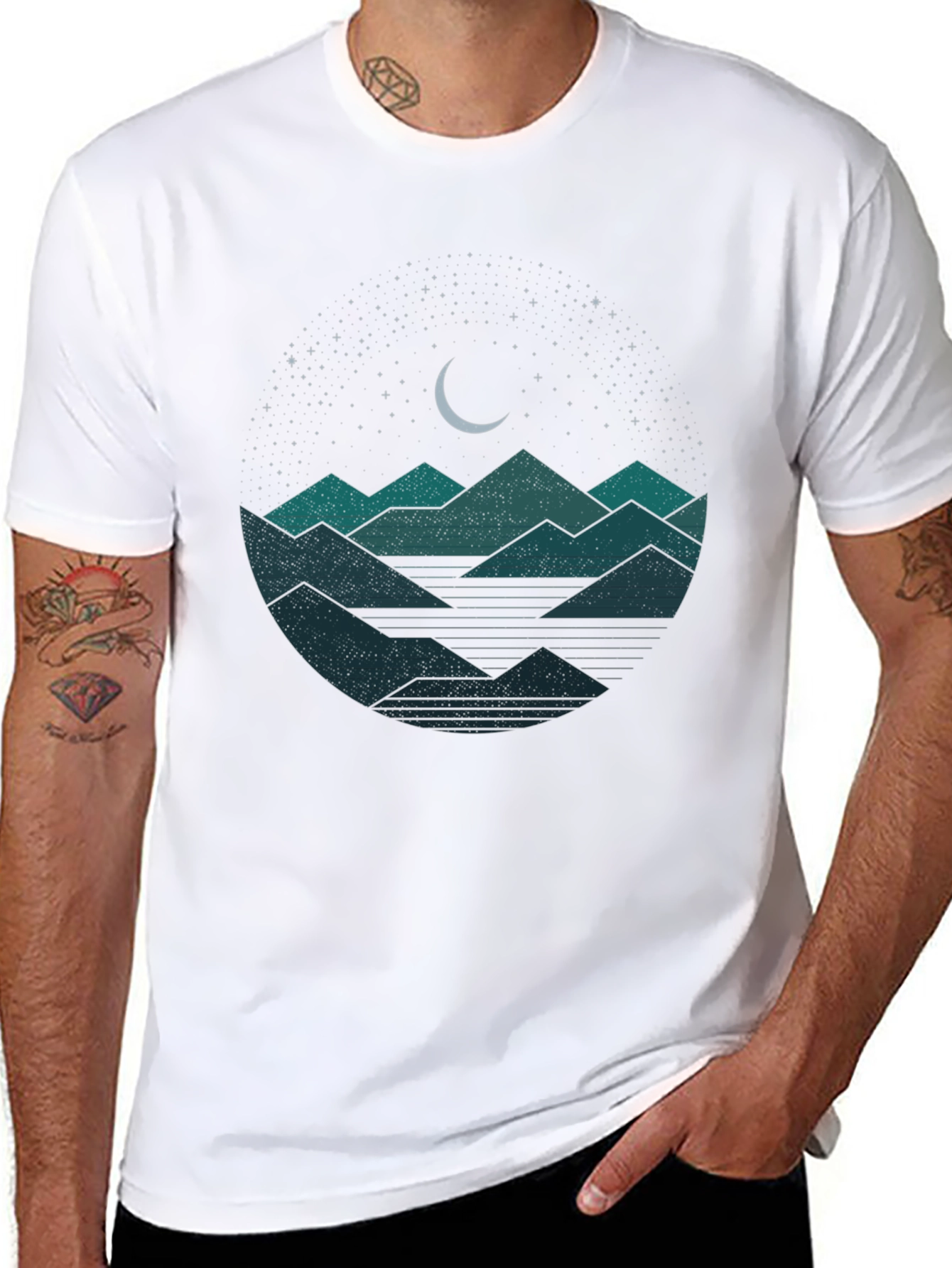 Black Mountain Moon Graphic Tee - Nature Lover's Black T-Shirt view 8