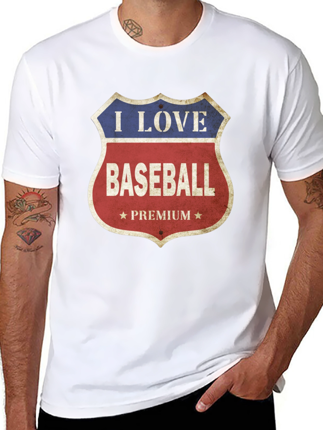 Black I Love Baseball Premium T-Shirt view 8
