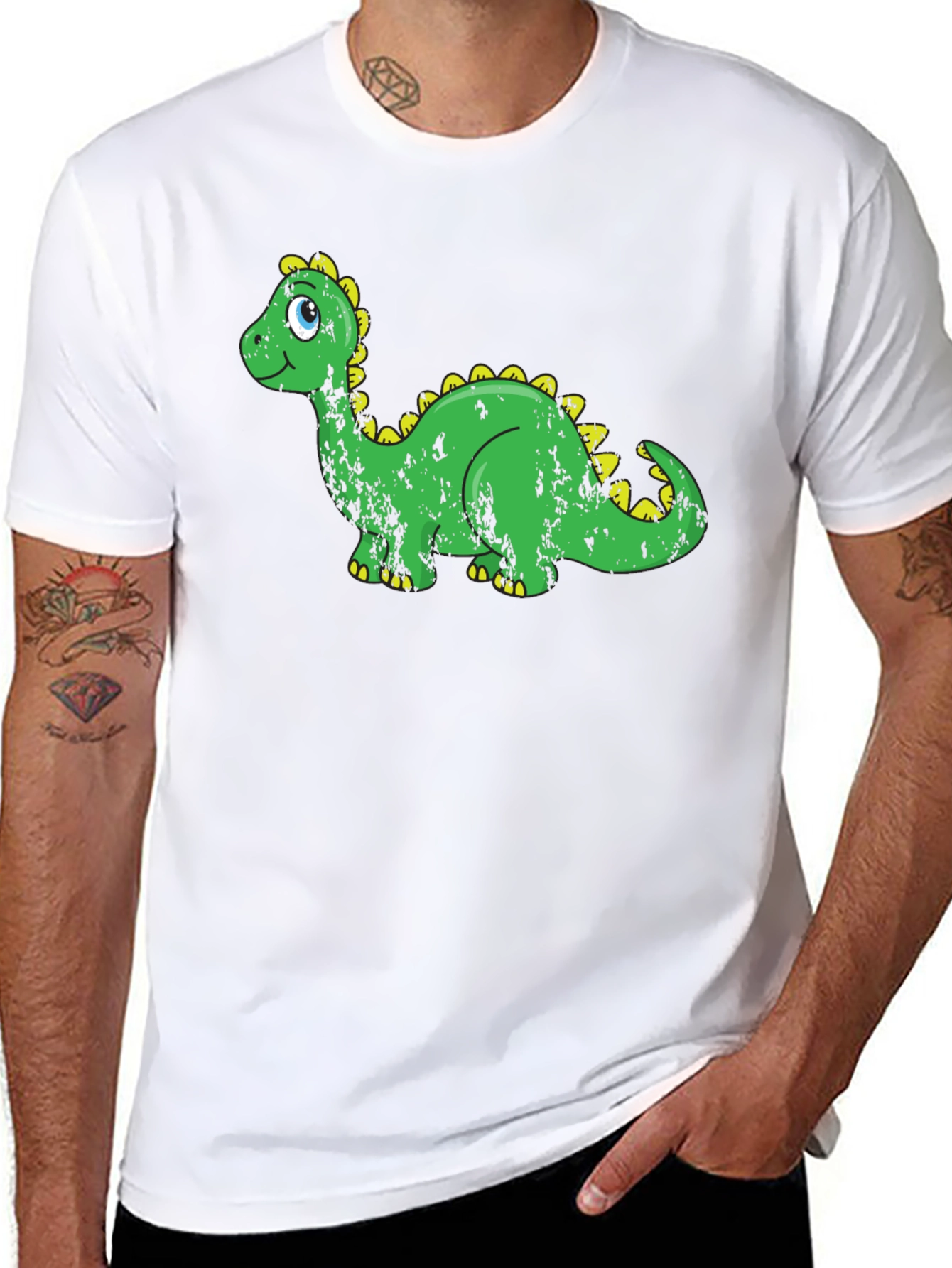 Black Cartoon Dinosaur Graphic Print T-Shirt view 8