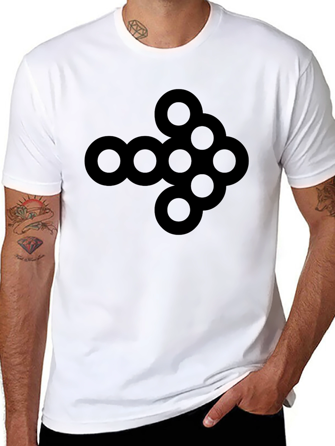 Black Abstract Arrow Graphic Tee - Black Cotton view 8