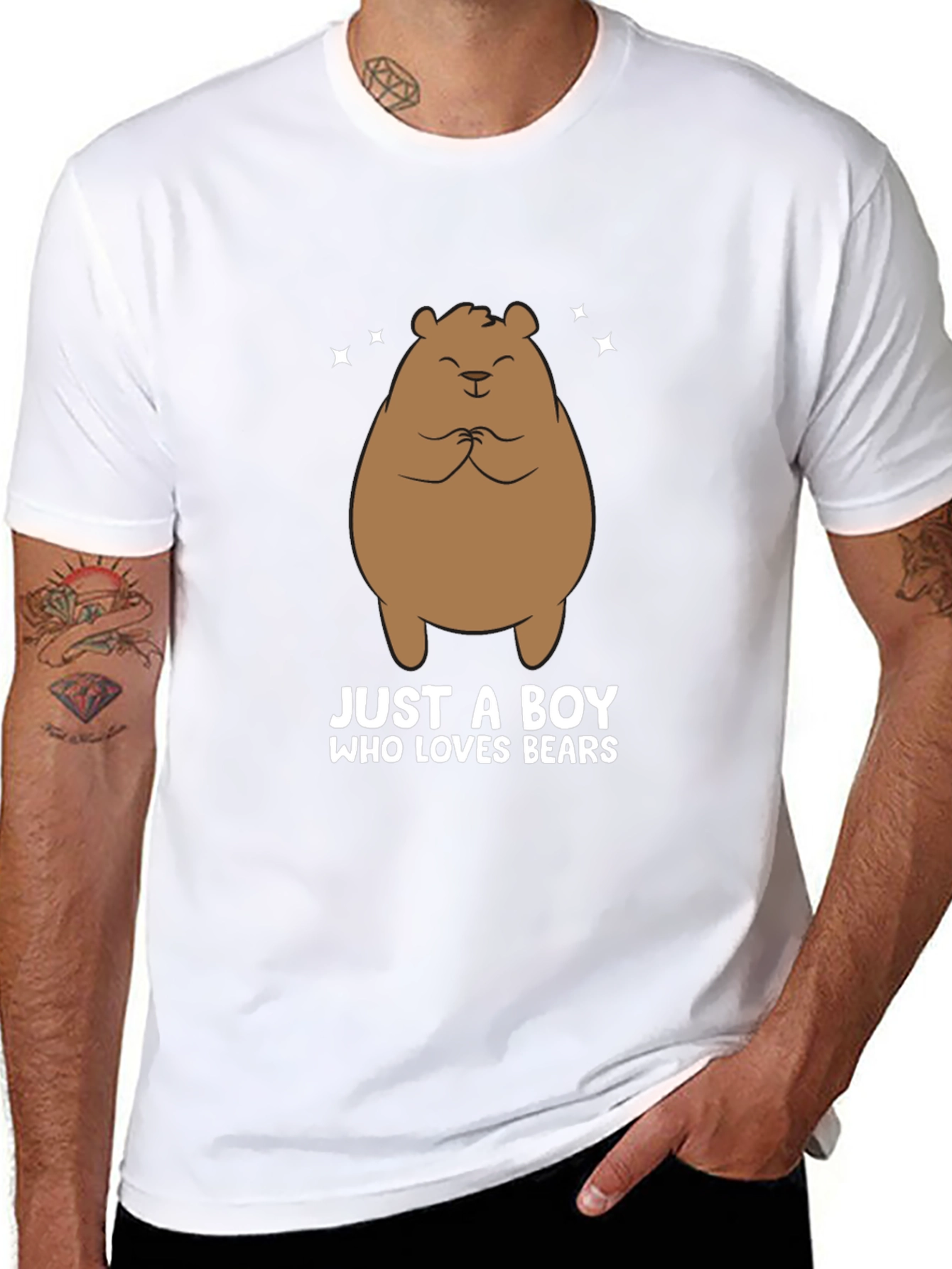 Black Just A Boy Who Loves Bears T-Shirt view 8