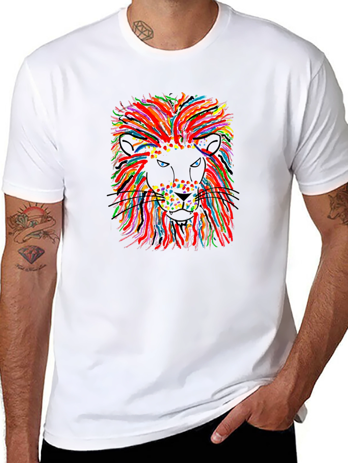 Black Lion Graphic T-Shirt - Vibrant Art Design view 8