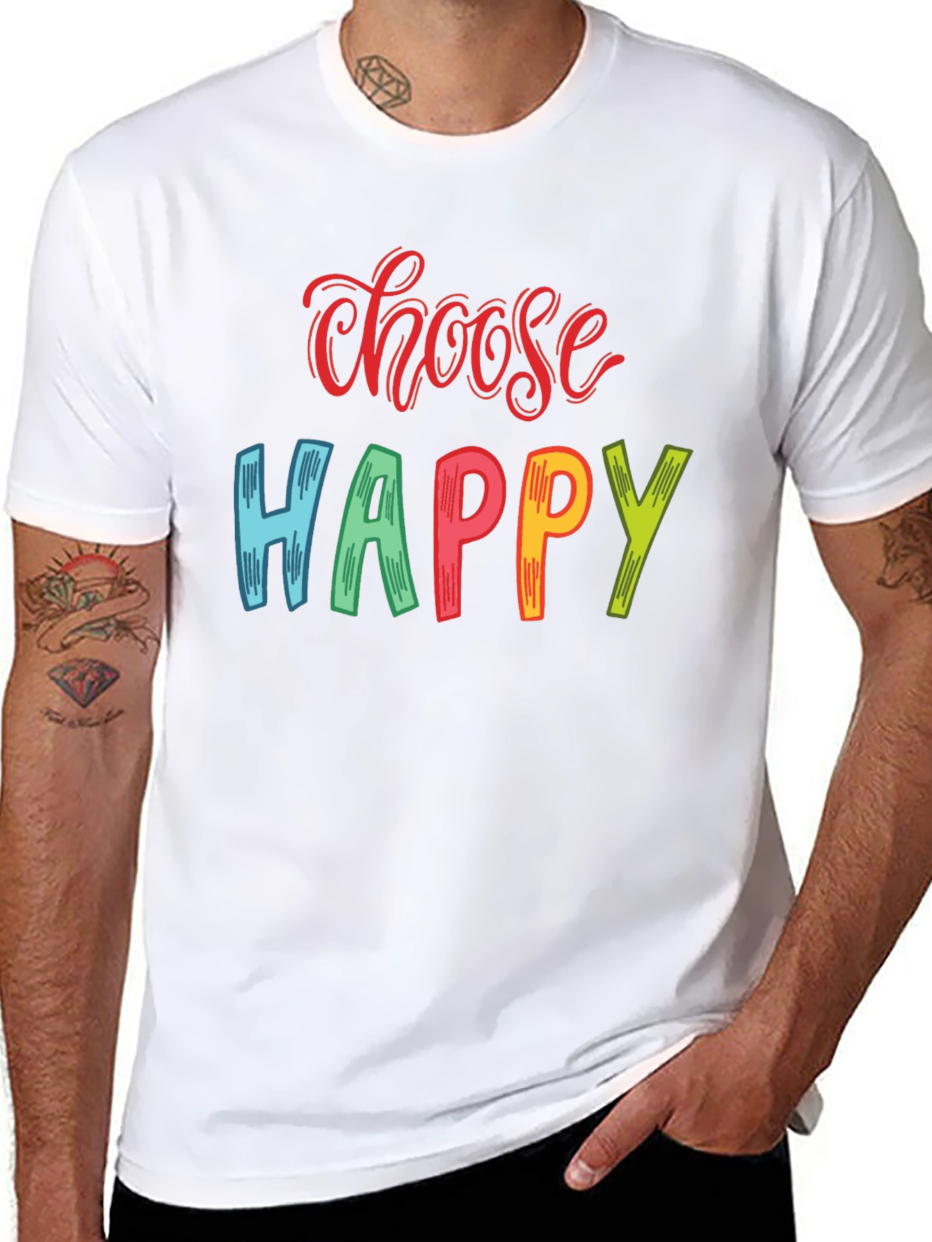 Black Choose Happy Graphic T-Shirt - Positive Vibes view 8