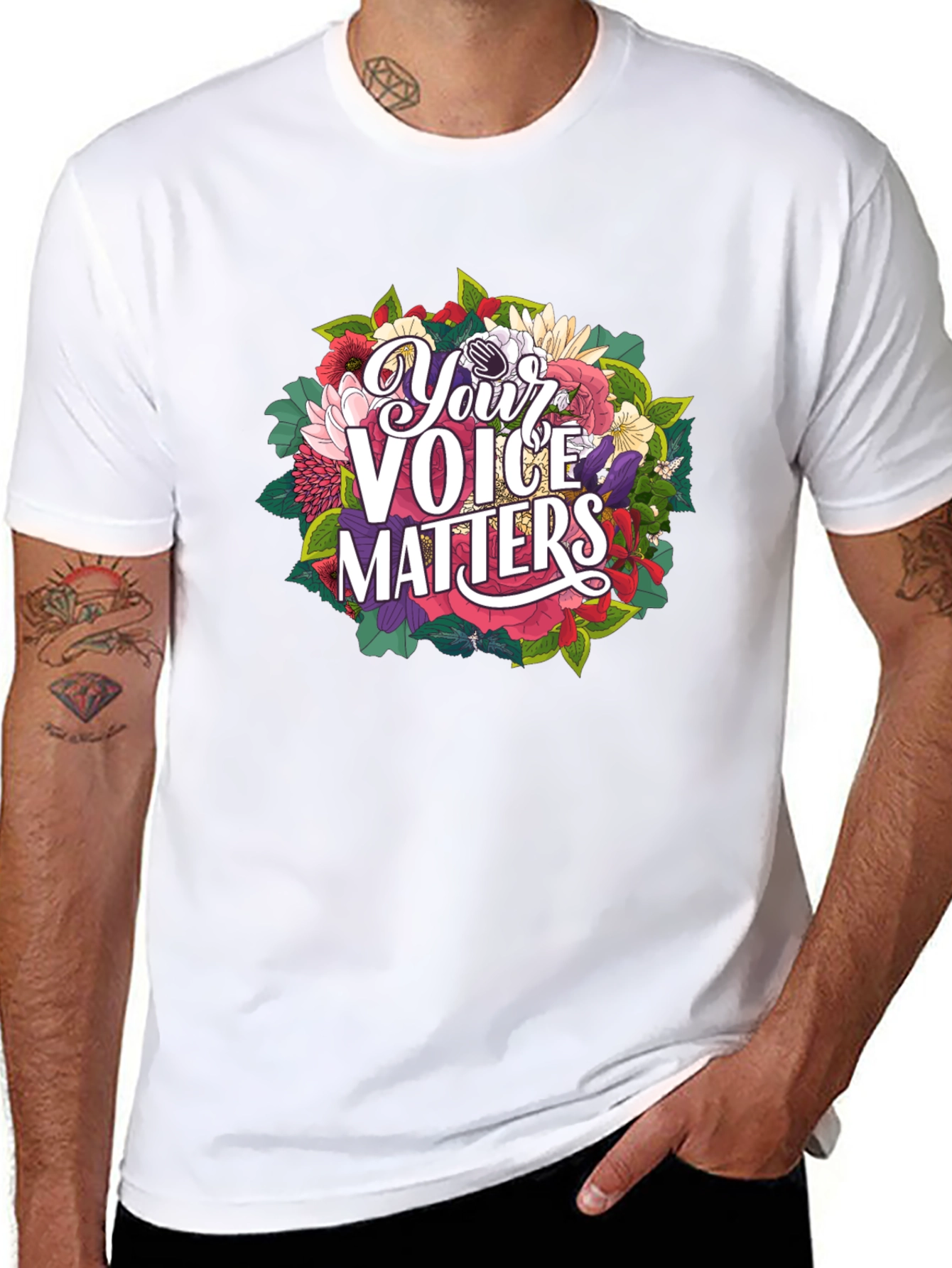 Black Your Voice Matters Graphic Tee - Black view 8