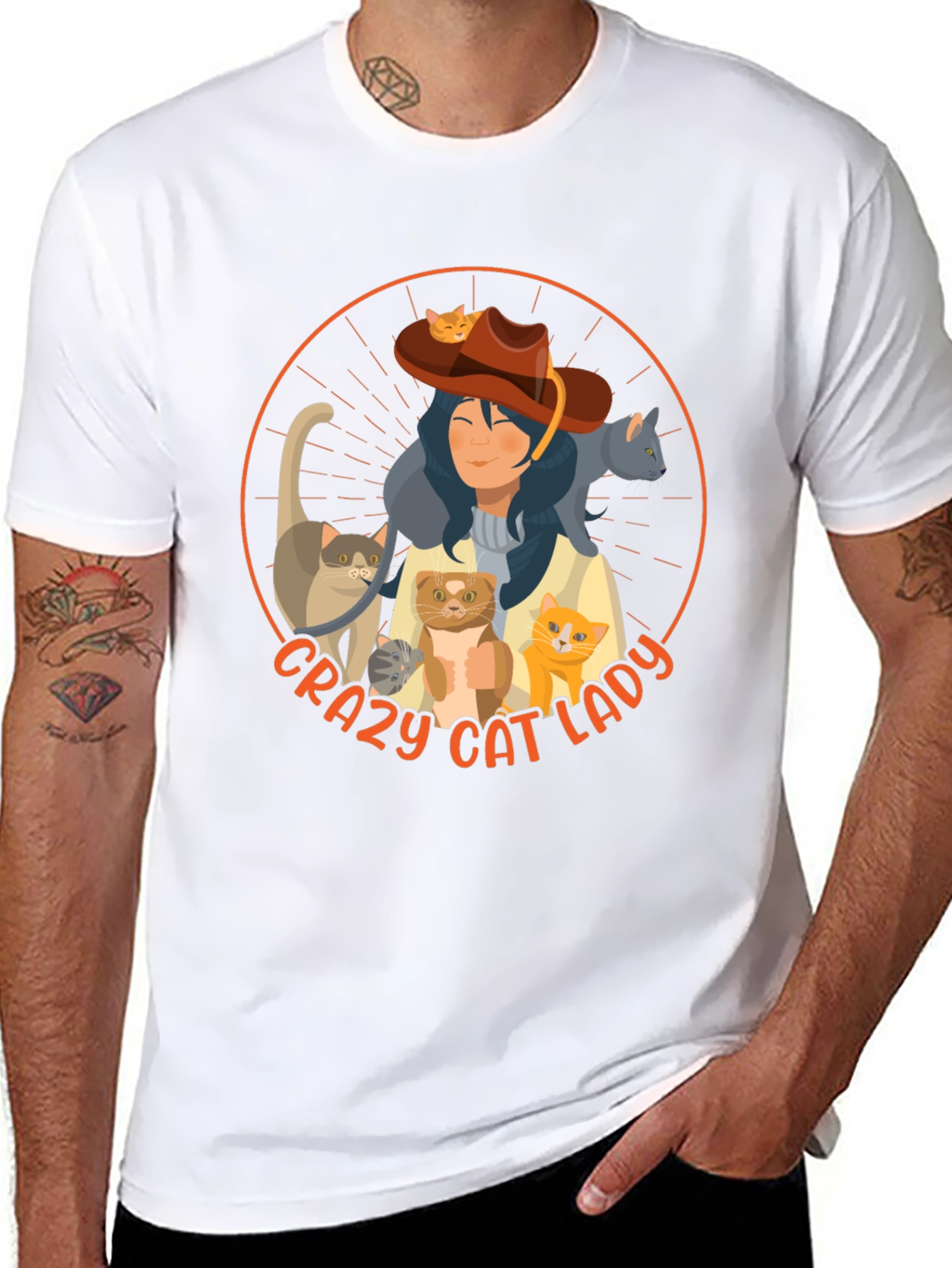 Black Crazy Cat Lady Graphic Tee - Unisex view 8