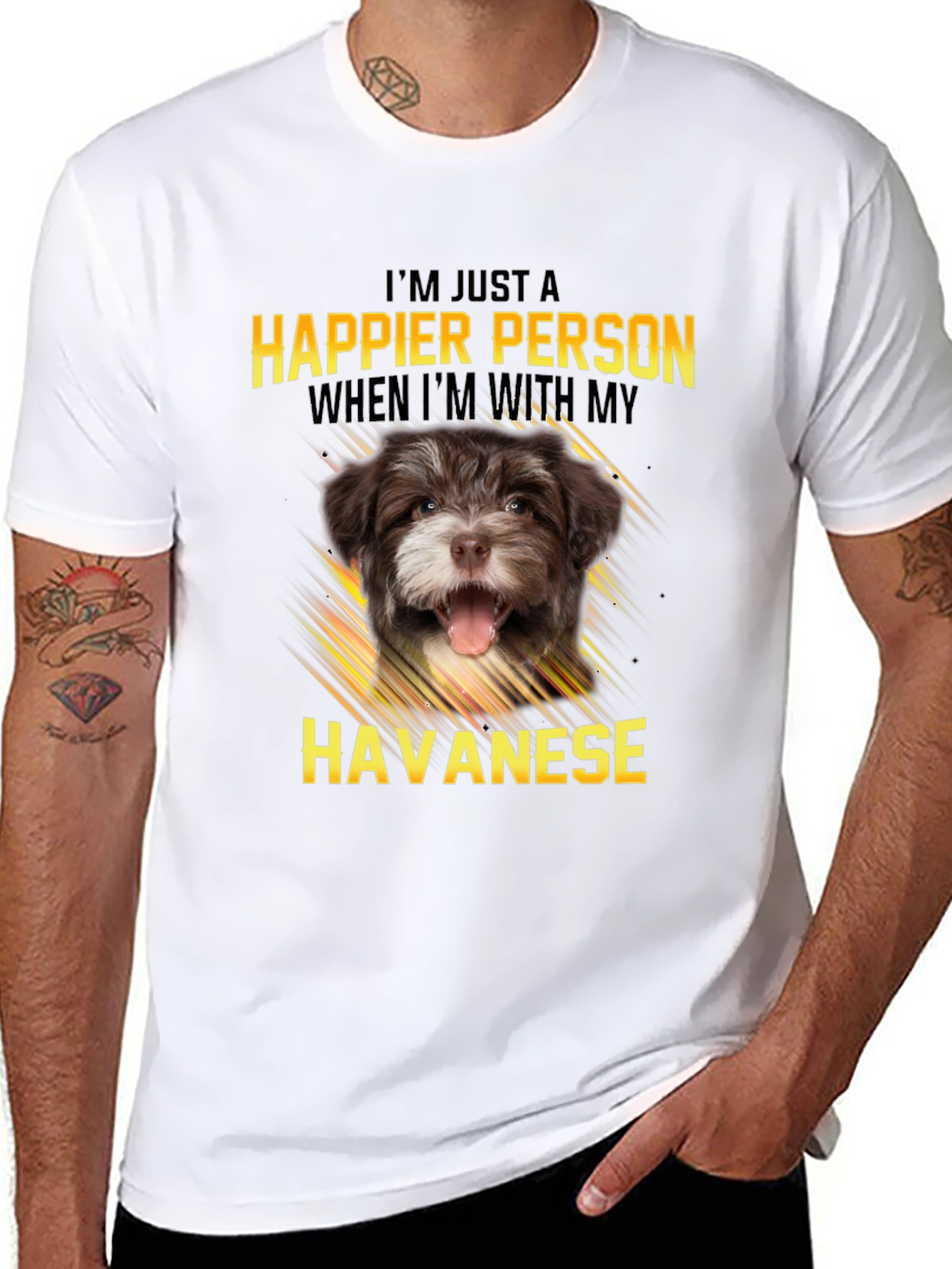 Black Happier Person Havanese Dog T-Shirt view 8