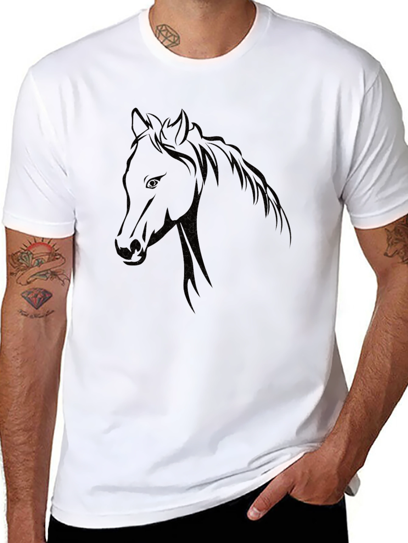 Black Black Horse Graphic T-Shirt - Unisex Design view 8