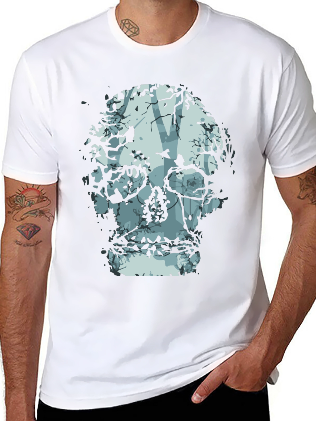 Black Skull Tree Graphic Tee - Nature Inspired Fashion view 8