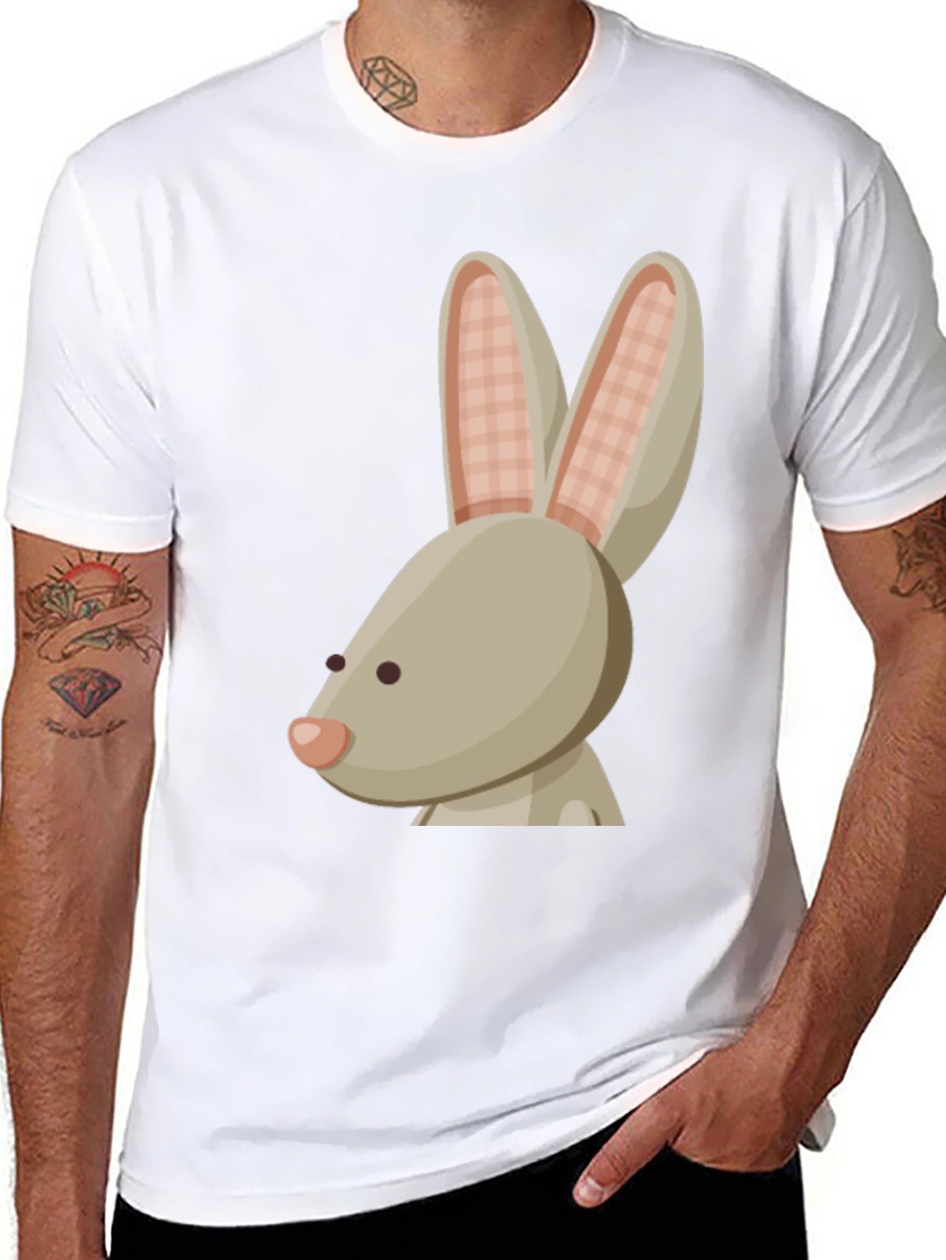 Black Bunny Graphic Tee - Soft Cotton, Casual Style view 8