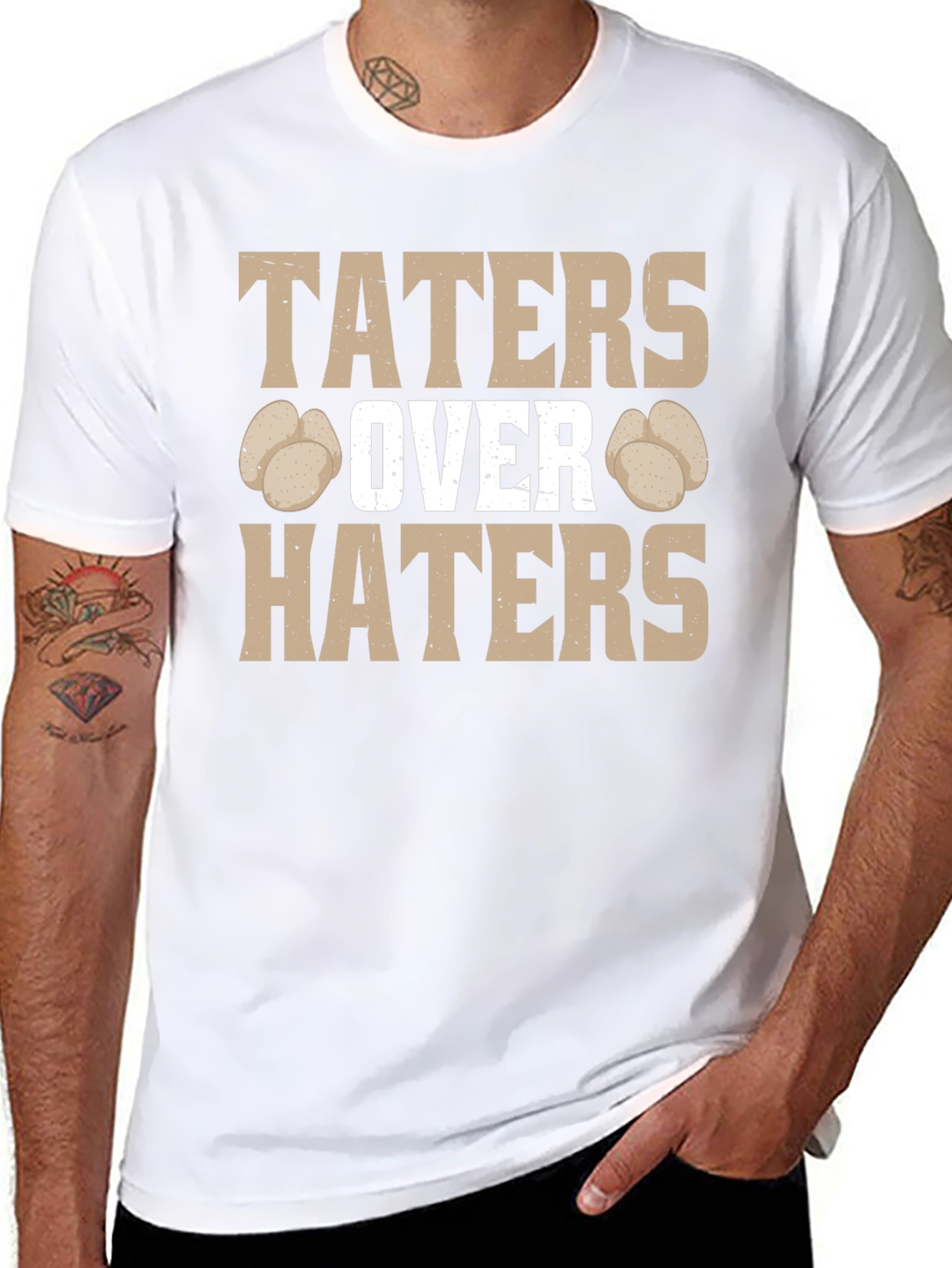 Black Taters Over Haters Graphic Tee view 8
