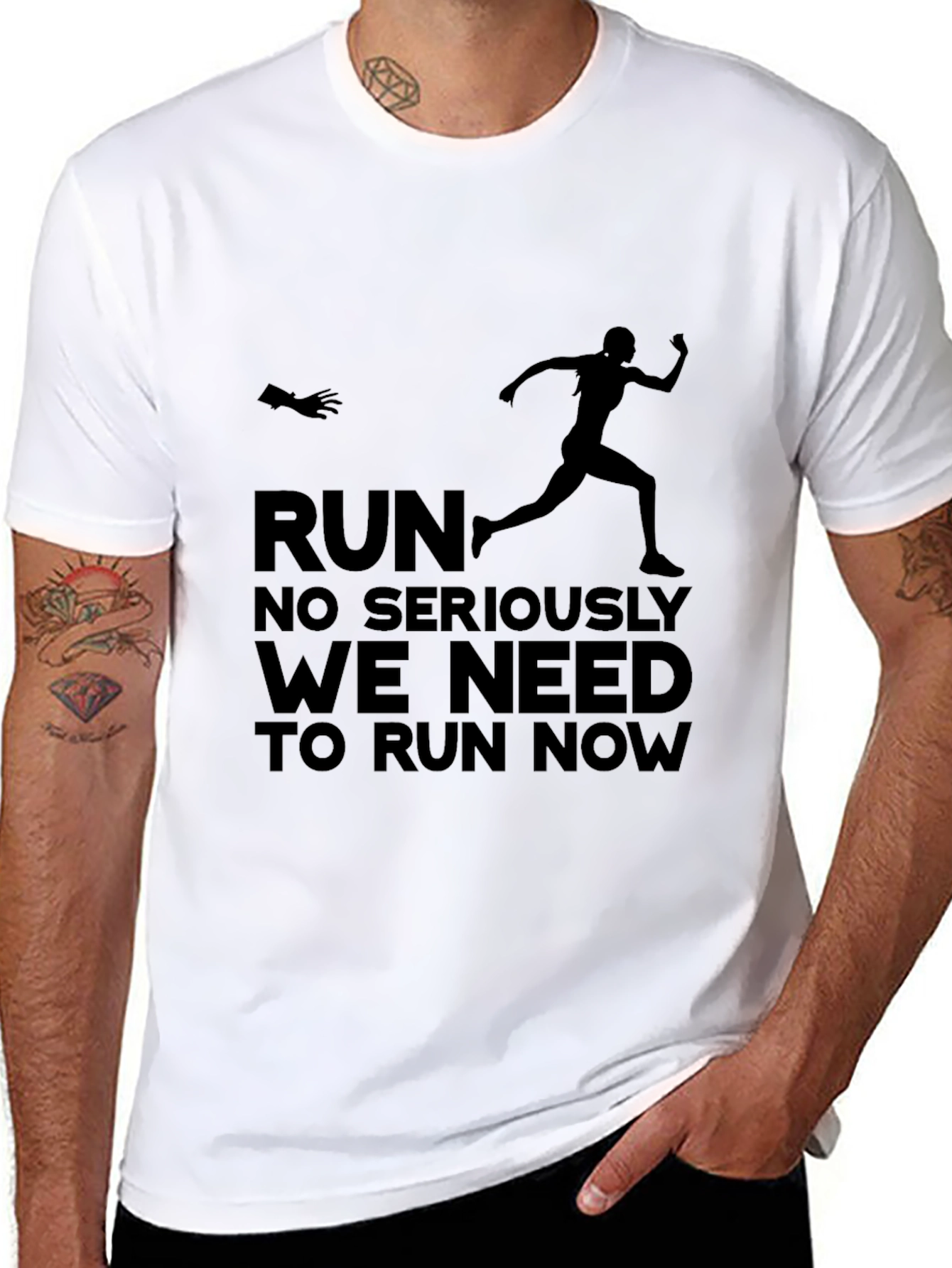 Black Run Now Graphic Tee - Funny Activewear view 8