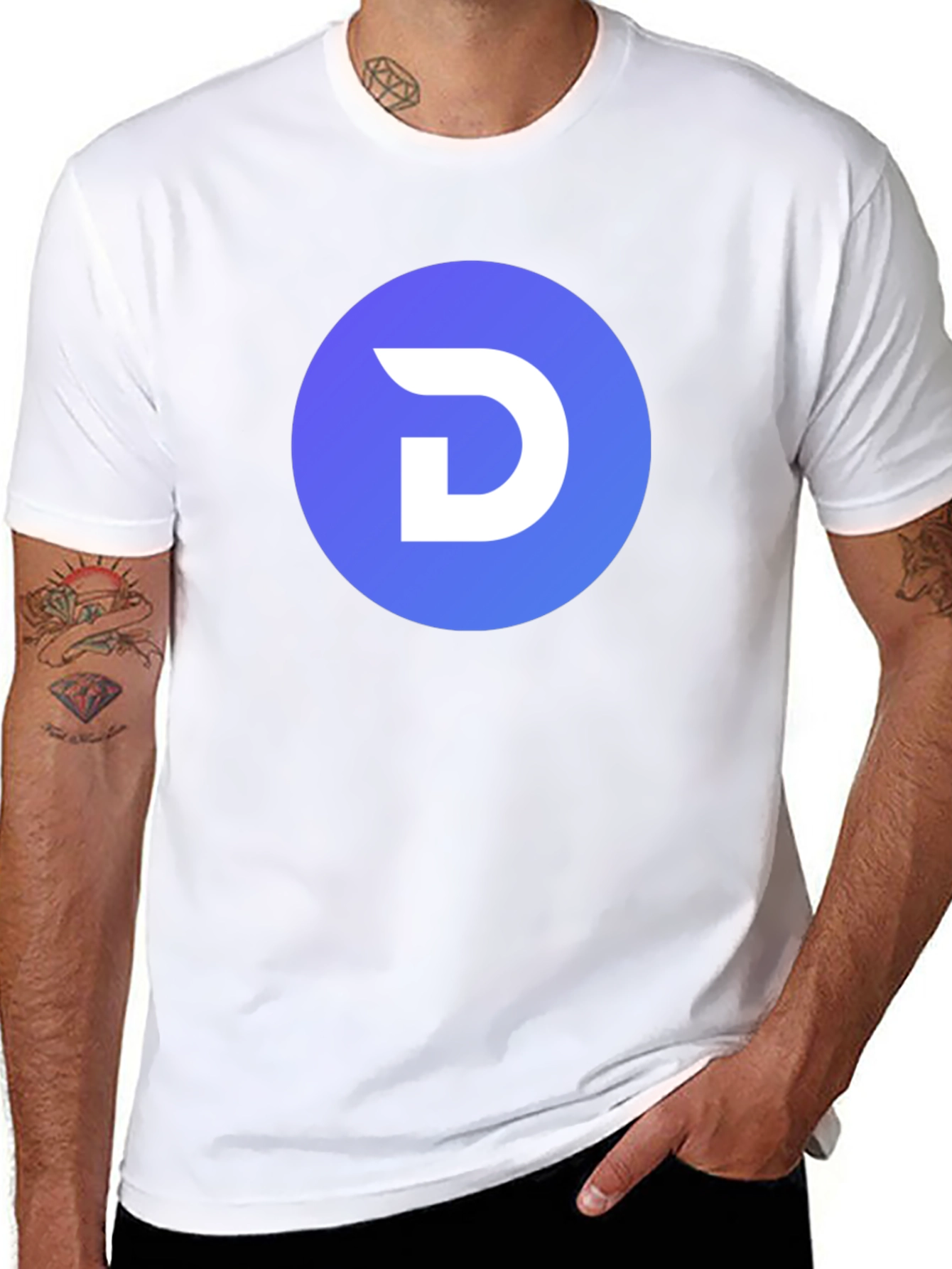 Modern Black T-Shirt with Blue Circle D Logo - 8