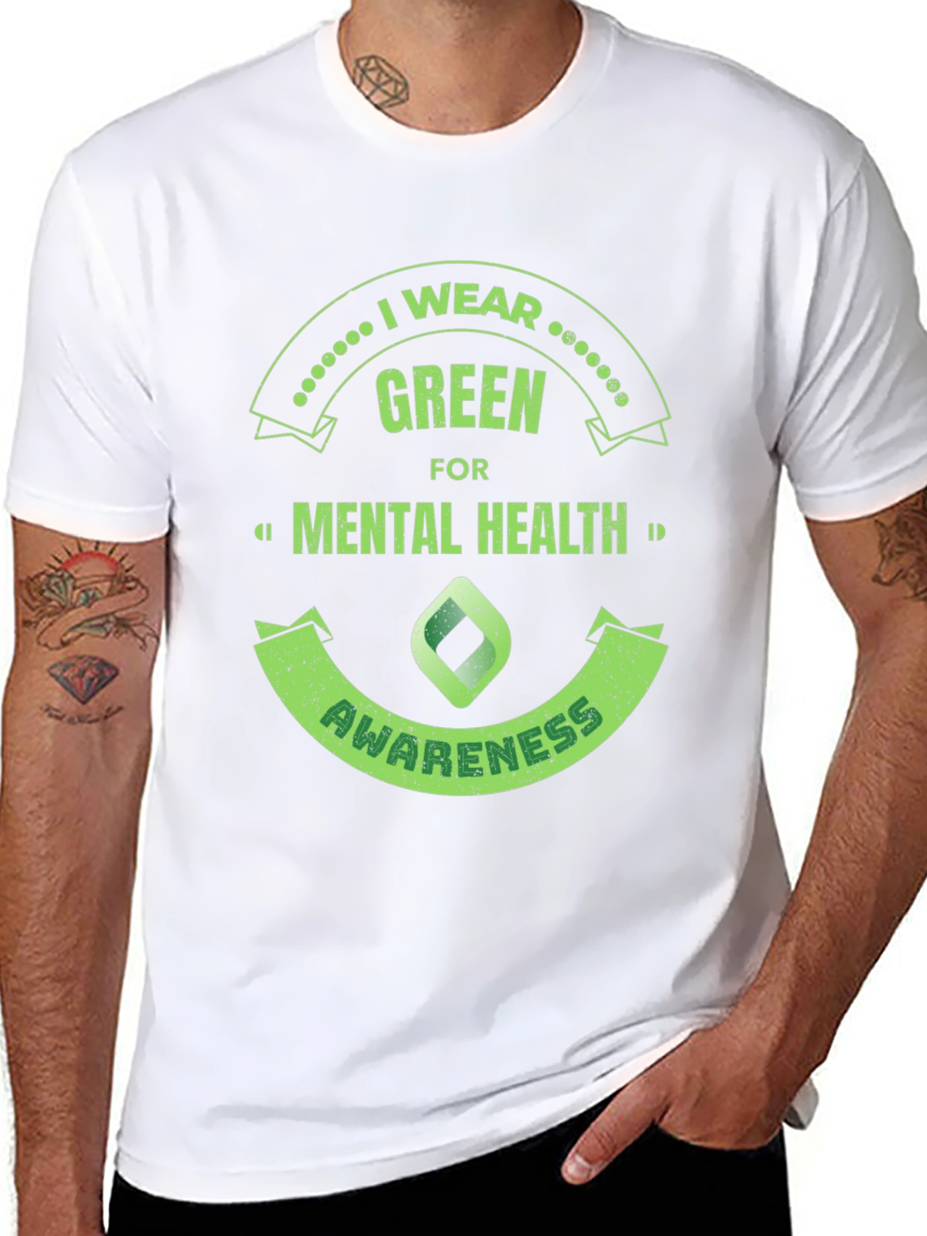 Black Green Mental Health Awareness T-Shirt view 8