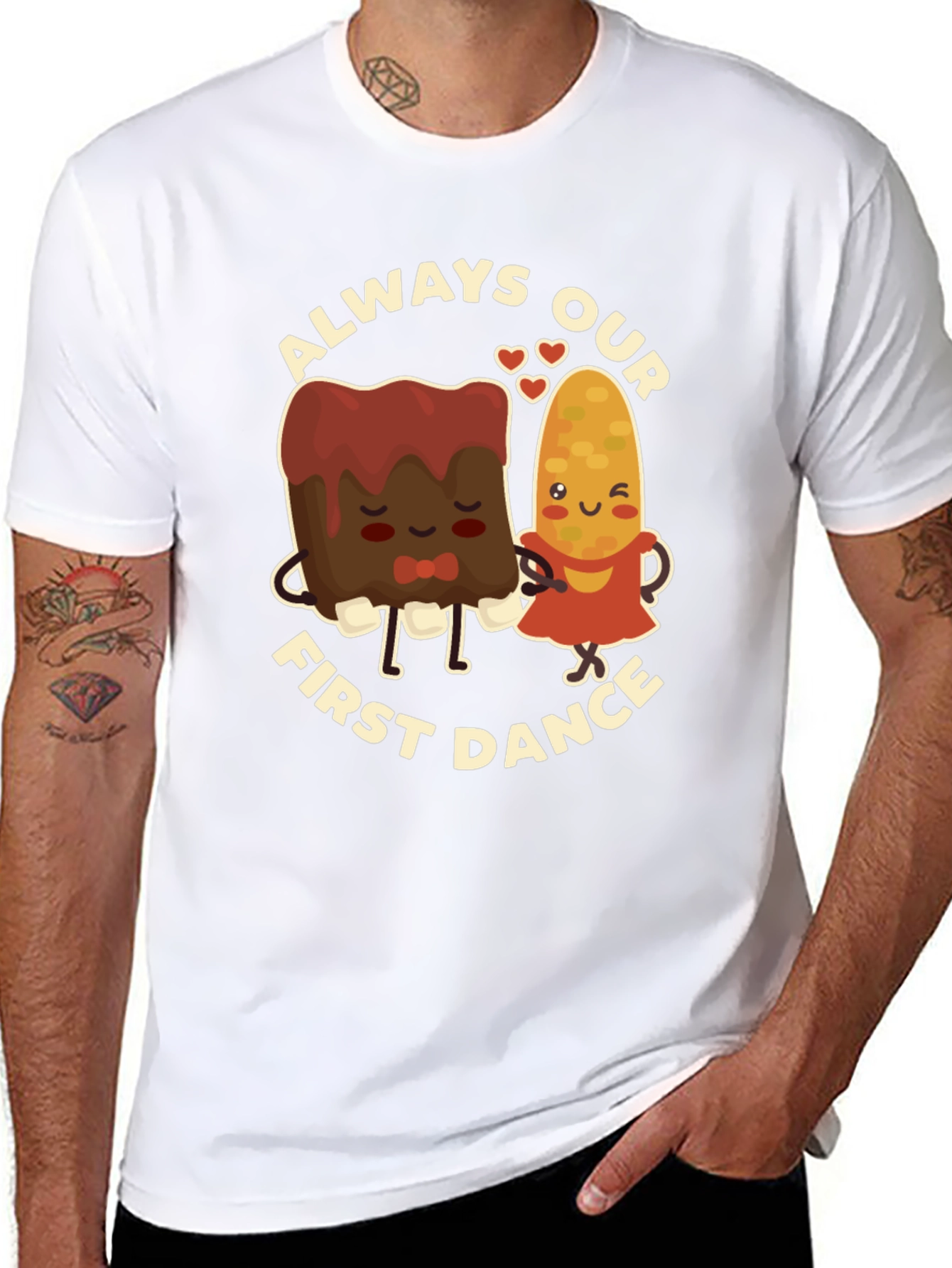 Black Always Our First Dance T-Shirt - Cute Foodie Couple Tee view 8