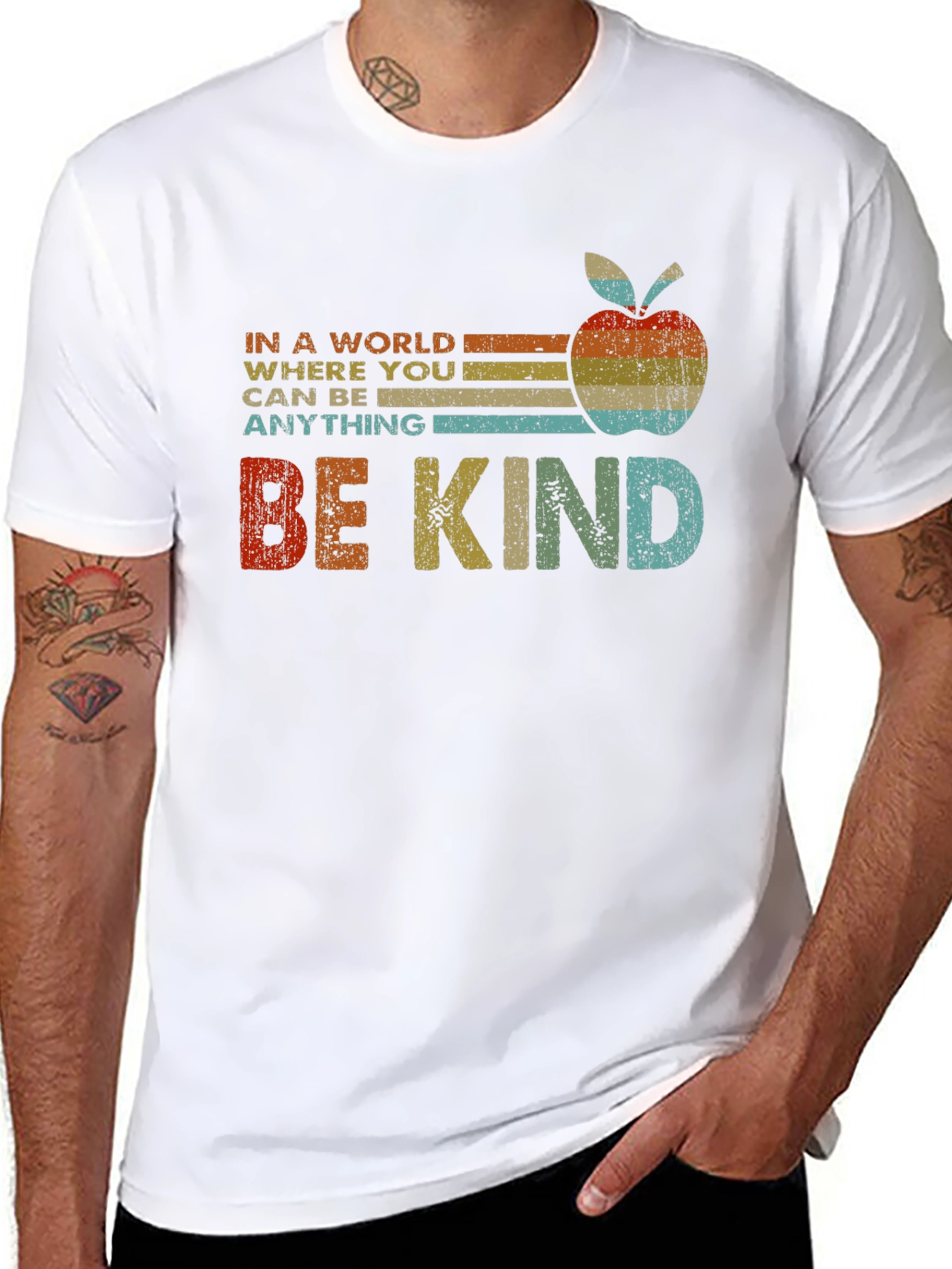 Black Be Kind Apple Graphic Tee view 8