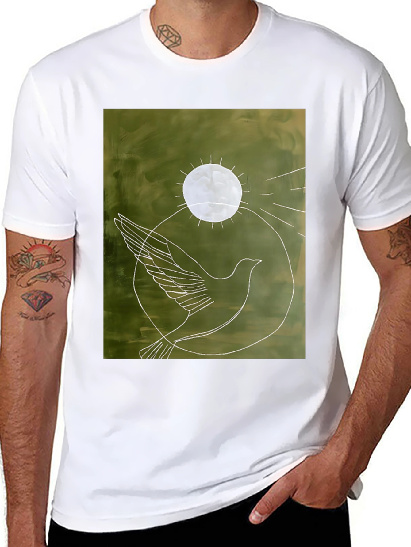 Black Dove Graphic Tee - Peace Symbol Shirt view 8