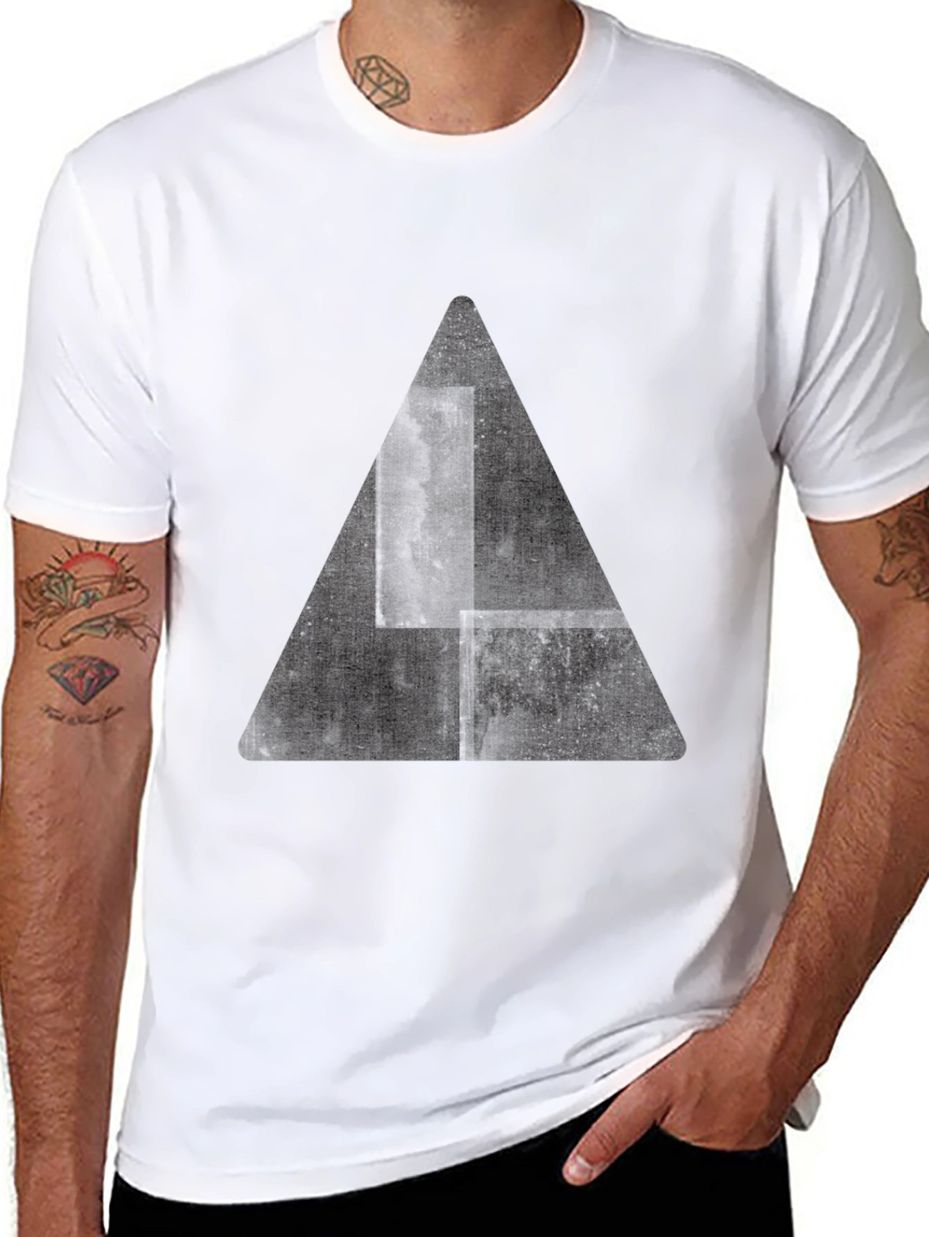 Black Black Graphic Tee - Triangle Design view 8