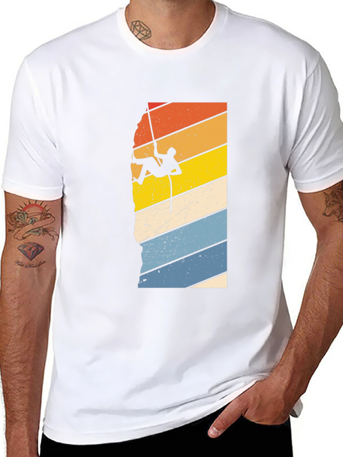 Black Retro Rock Climbing Graphic T-Shirt view 8